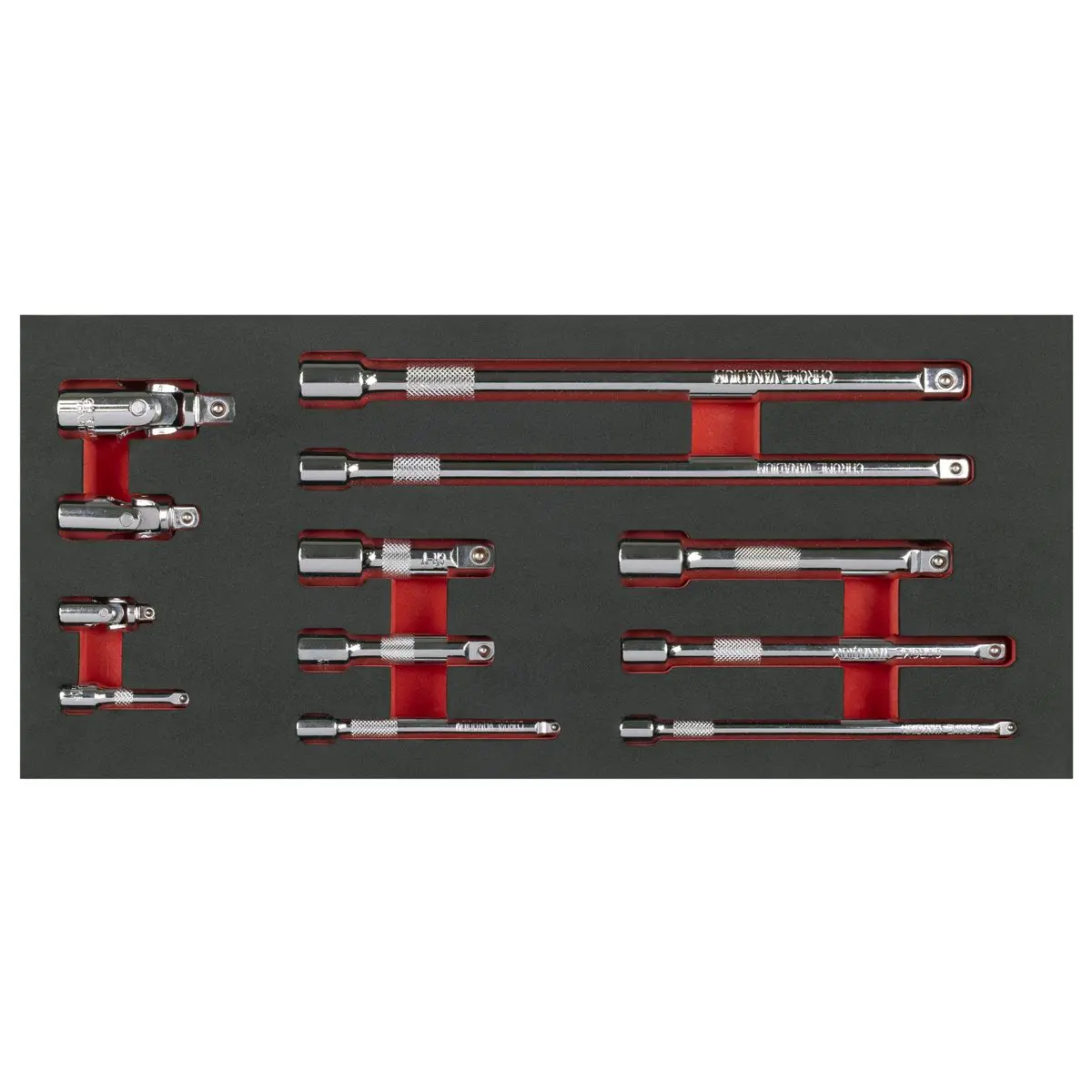 Sealey Premier Wobble Extension Bar Set with Tool Tray 1/4", 3/8" & 1/2"Sq Drive 12pc