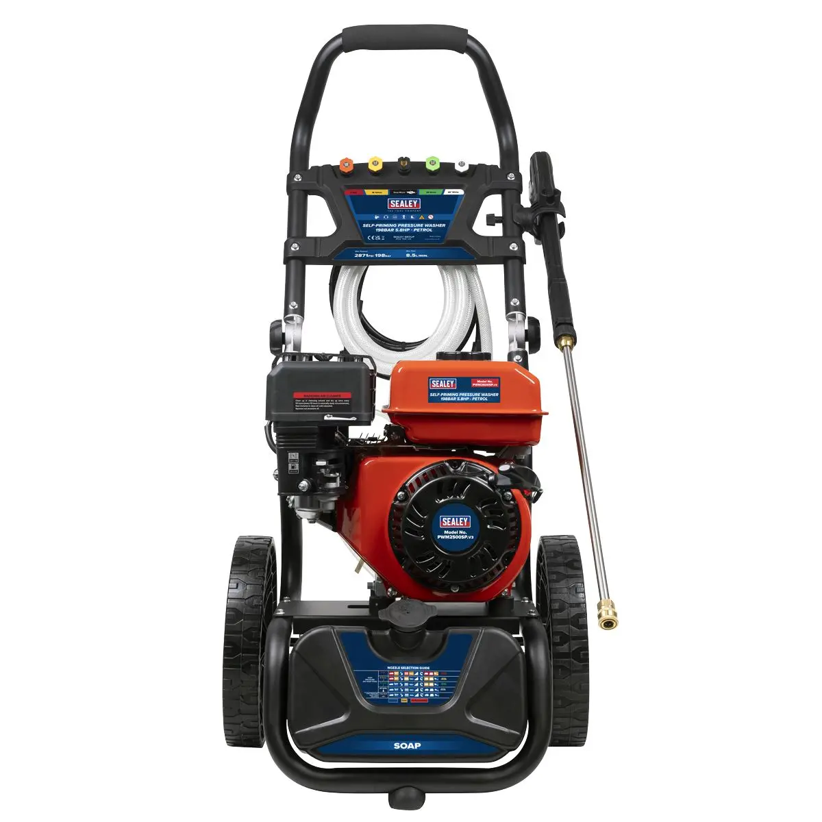 Sealey Pressure Washer 220bar 540L/hr Self-Priming 6.5hp Petrol - Image 4