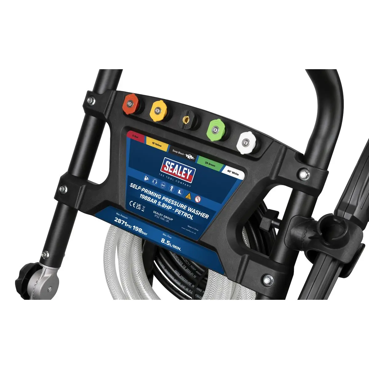 Sealey Pressure Washer 220bar 540L/hr Self-Priming 6.5hp Petrol - Image 6