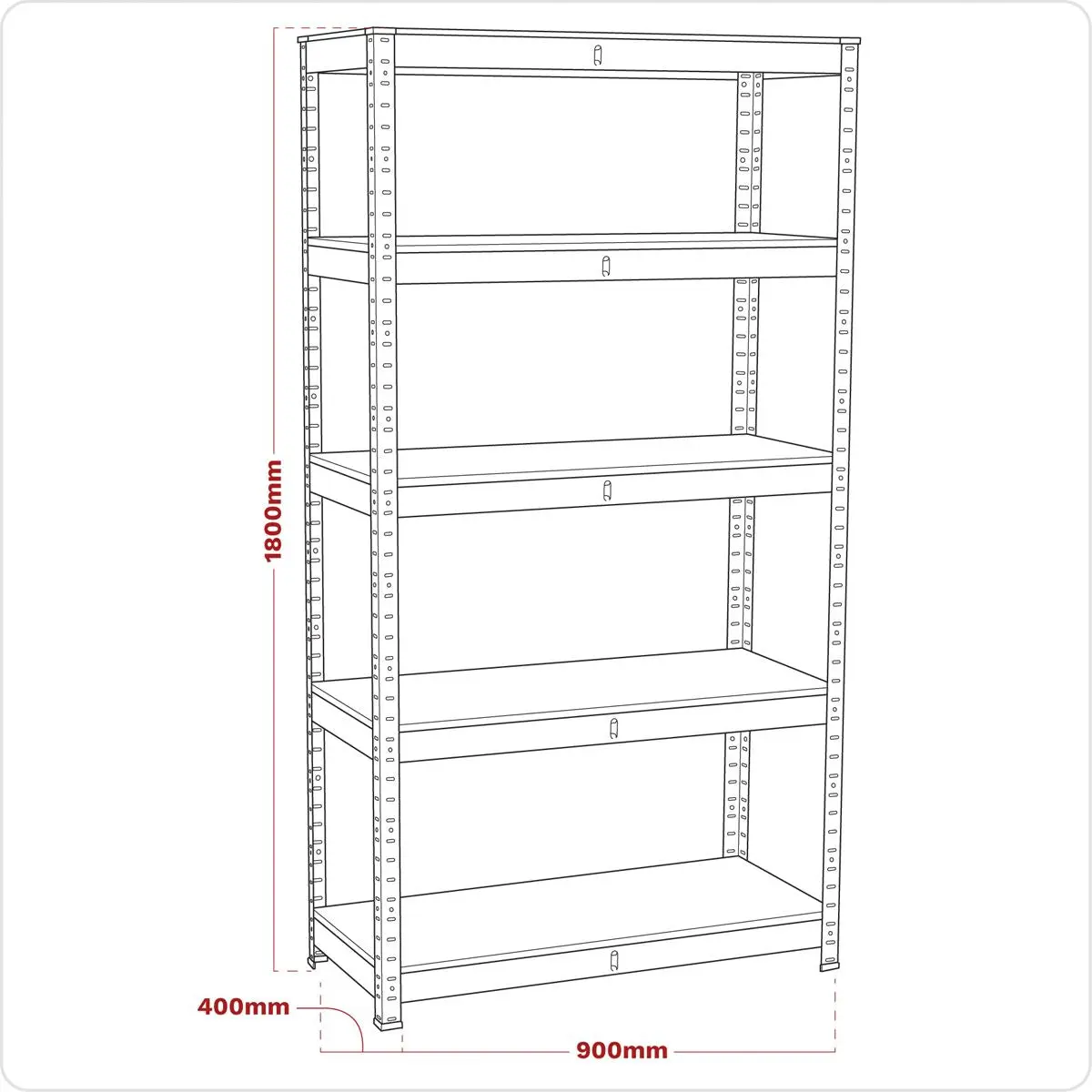 Sealey Racking Unit 5 Shelf 350kg Capacity Per Level - Image 2