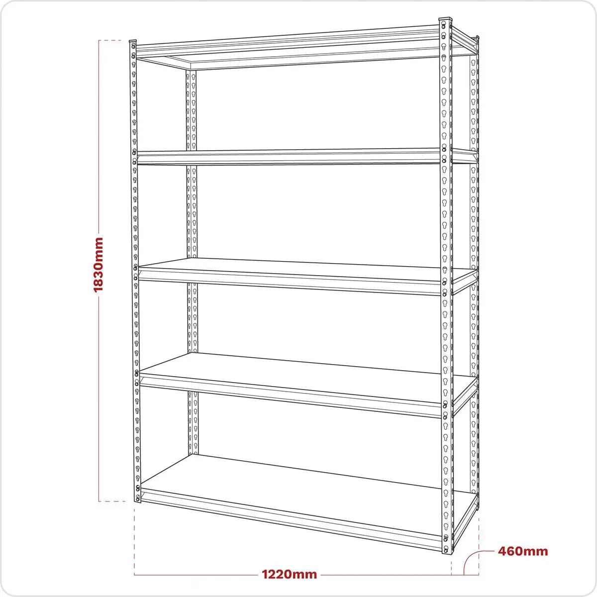Sealey Racking Unit with 5 Shelves 220kg Capacity Per Level - Image 4