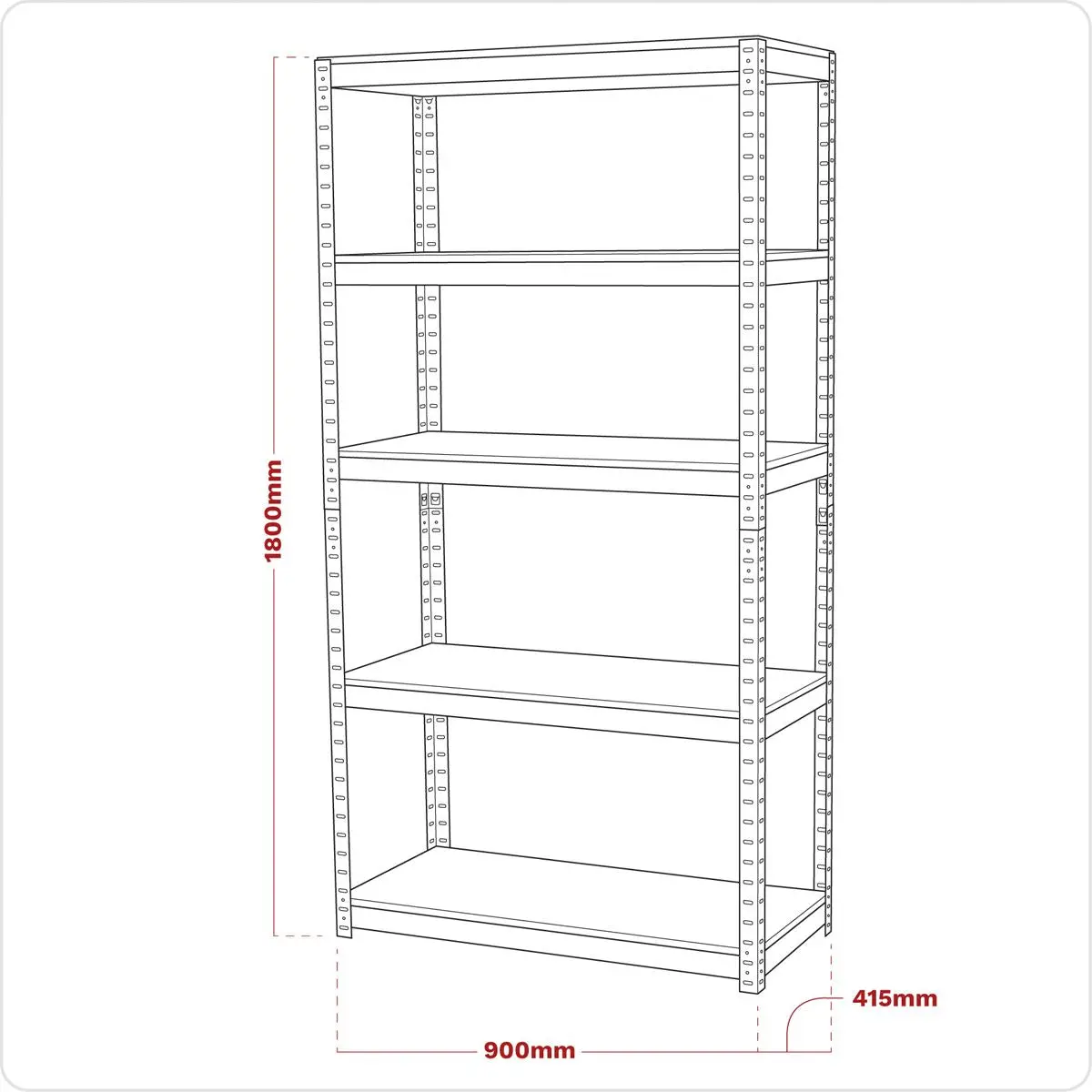 Sealey Racking Unit with 5 Shelves 500kg Capacity Per Level - Image 2