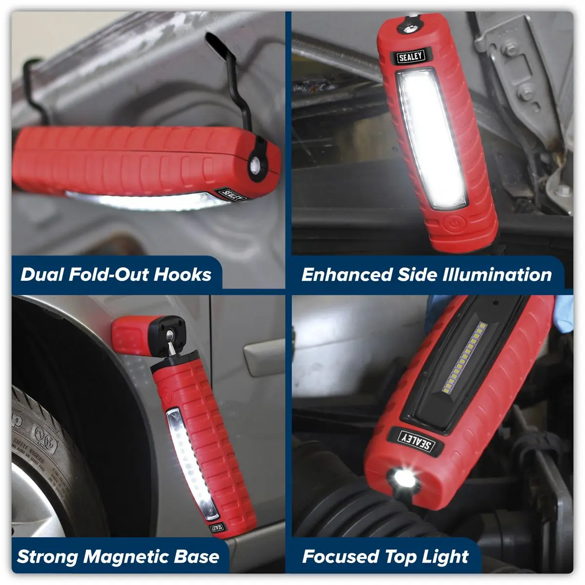 Sealey Rechargeable 360° Inspection Light 8W & 3W SMD LED Red Lithium-ion - Image 3