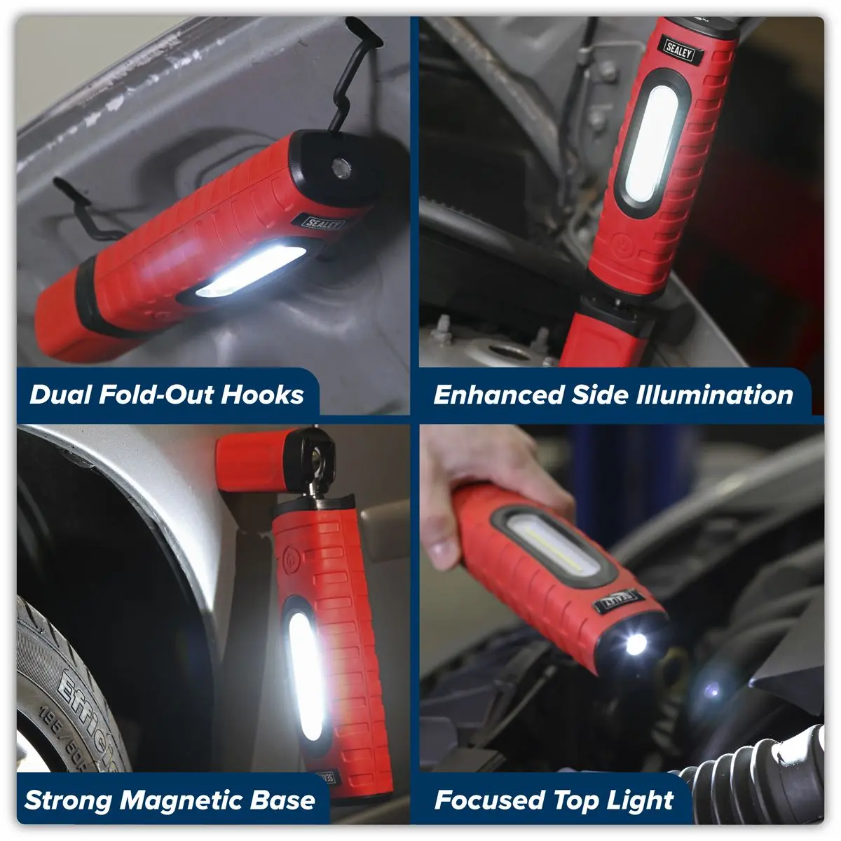 Sealey Rechargeable 360° Inspection Light 10W & 3W SMD LED Red 2 x Lithium-ion - Image 21