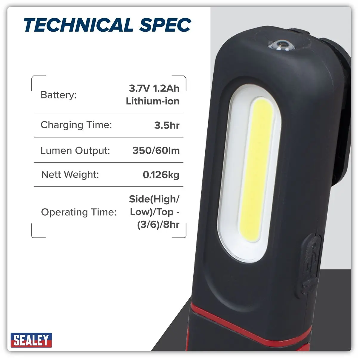 Sealey LED Rechargeable Inspection Light Twist Magnetic 3W COB & SMD - Image 3