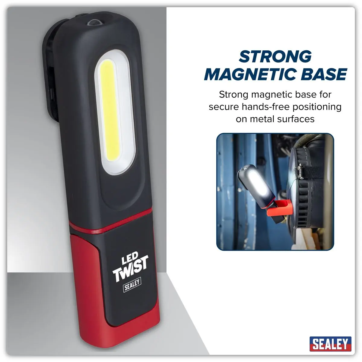 Sealey LED Rechargeable Inspection Light Twist Magnetic 3W COB & SMD - Image 4