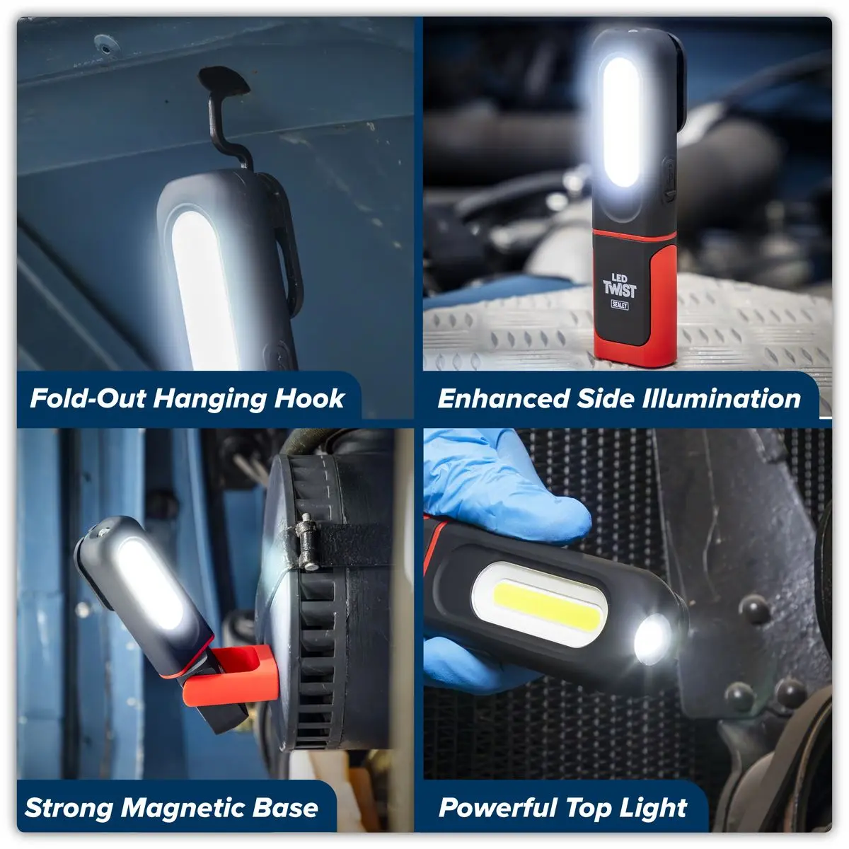 Sealey LED Rechargeable Inspection Light Twist Magnetic 3W COB & SMD - Image 7