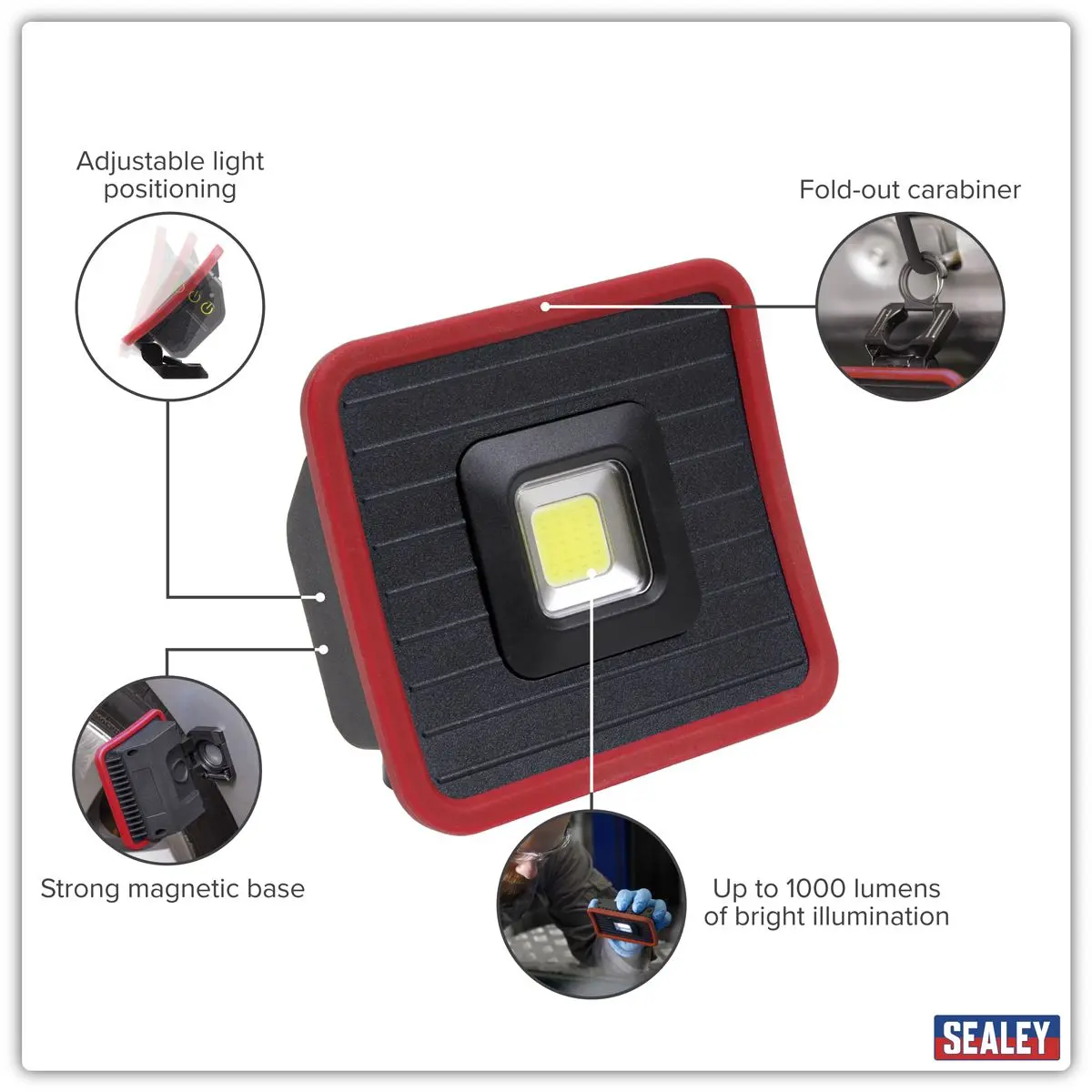 Sealey Rechargeable Pocket Floodlight with Power Bank 10W COB LED - Image 17