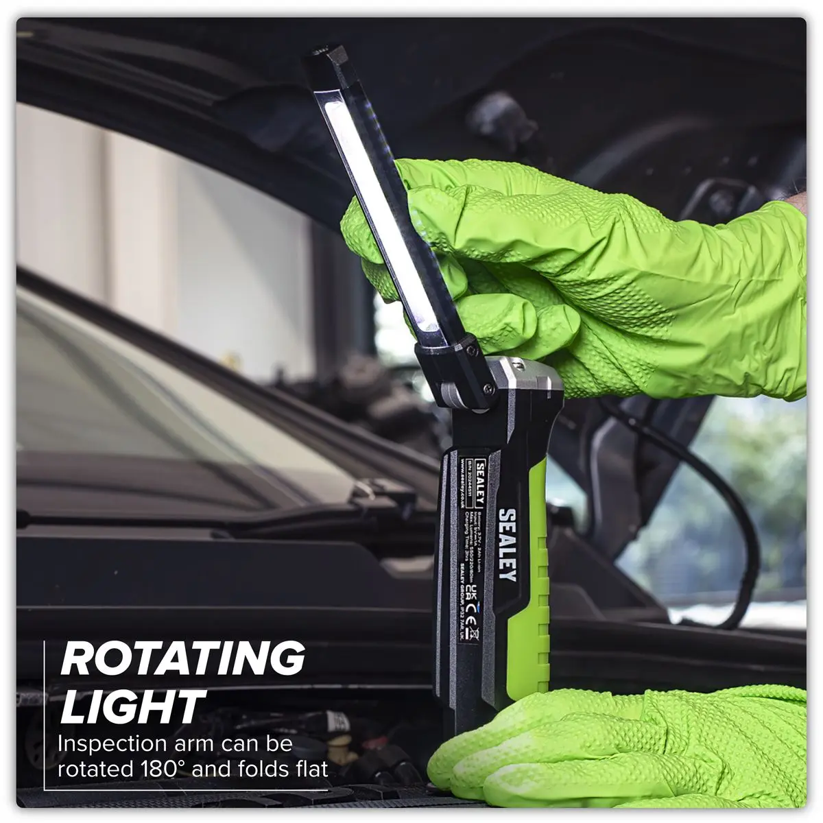 Sealey Rechargeable Slim Folding Inspection Light 6W COB LED & 1W SMD LED Lithium-ion - Image 11