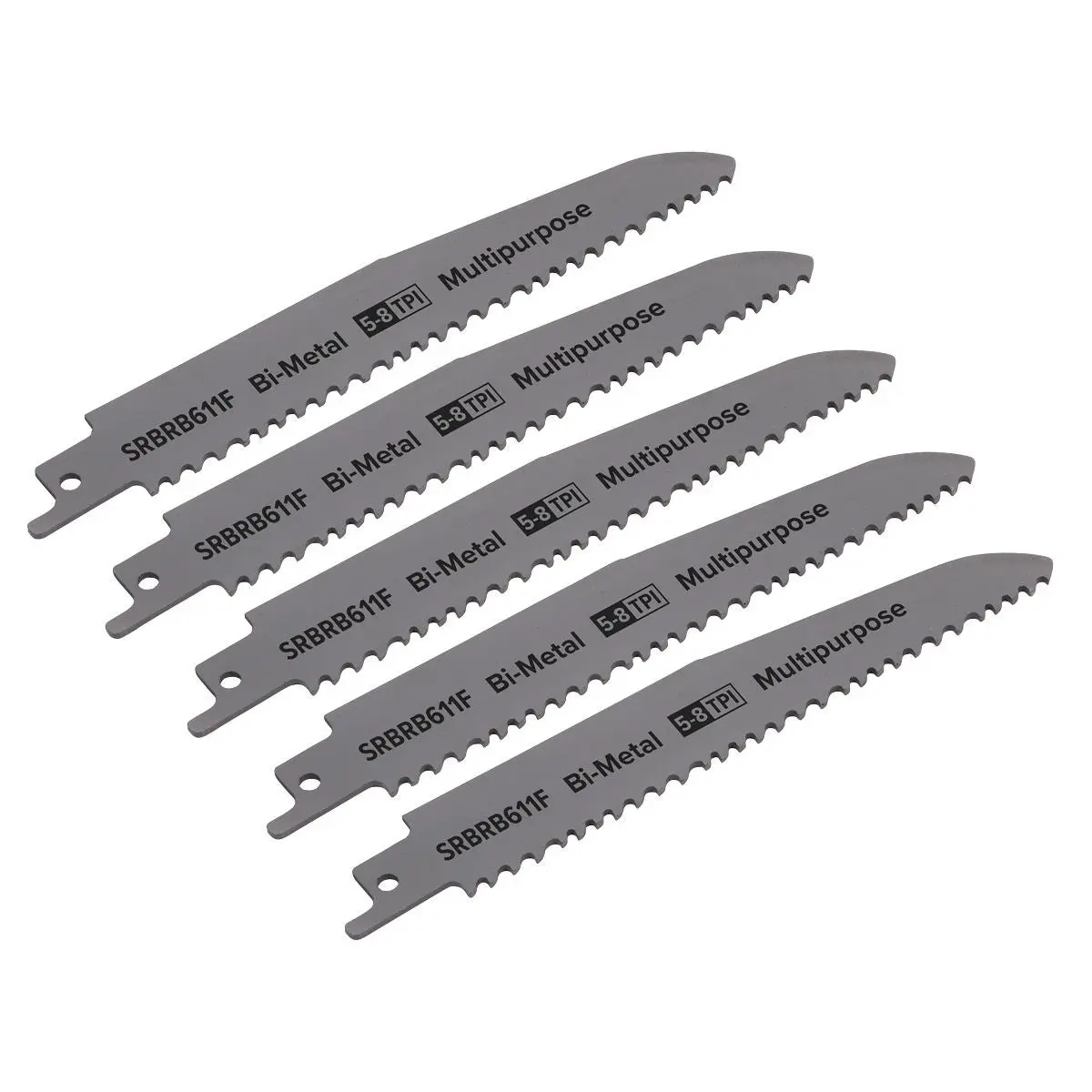 Sealey Reciprocating Saw Blade Multipurpose 150mm 5-8tpi - Pack of 5 - Image 3
