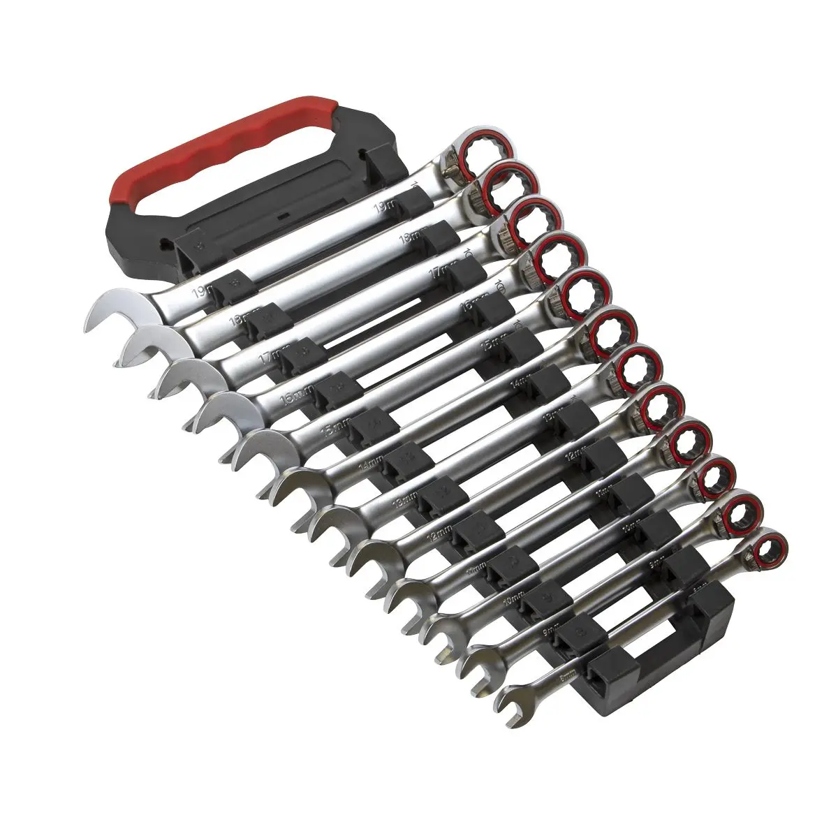 Sealey Reversible Ratchet Combination Spanner Set 12 Piece 8-19mm 100 Tooth Premier