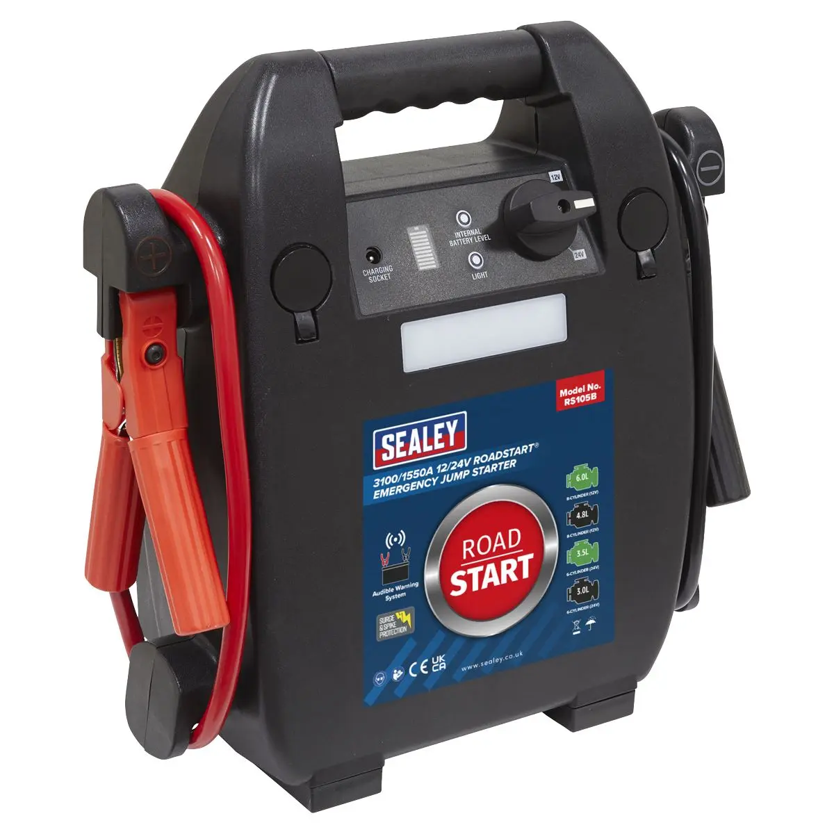 Sealey RoadStart® Emergency Jump Starter 12/24V 6L 8-Cylinder - Image 5