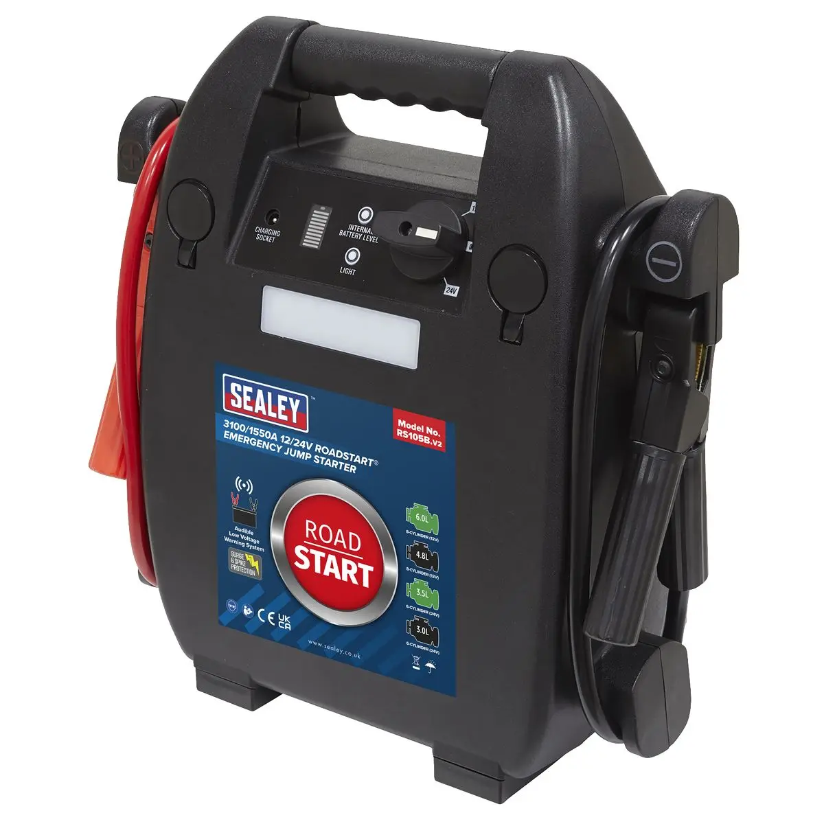 Sealey RoadStart® Emergency Jump Starter 12/24V 6L 8-Cylinder - Image 6