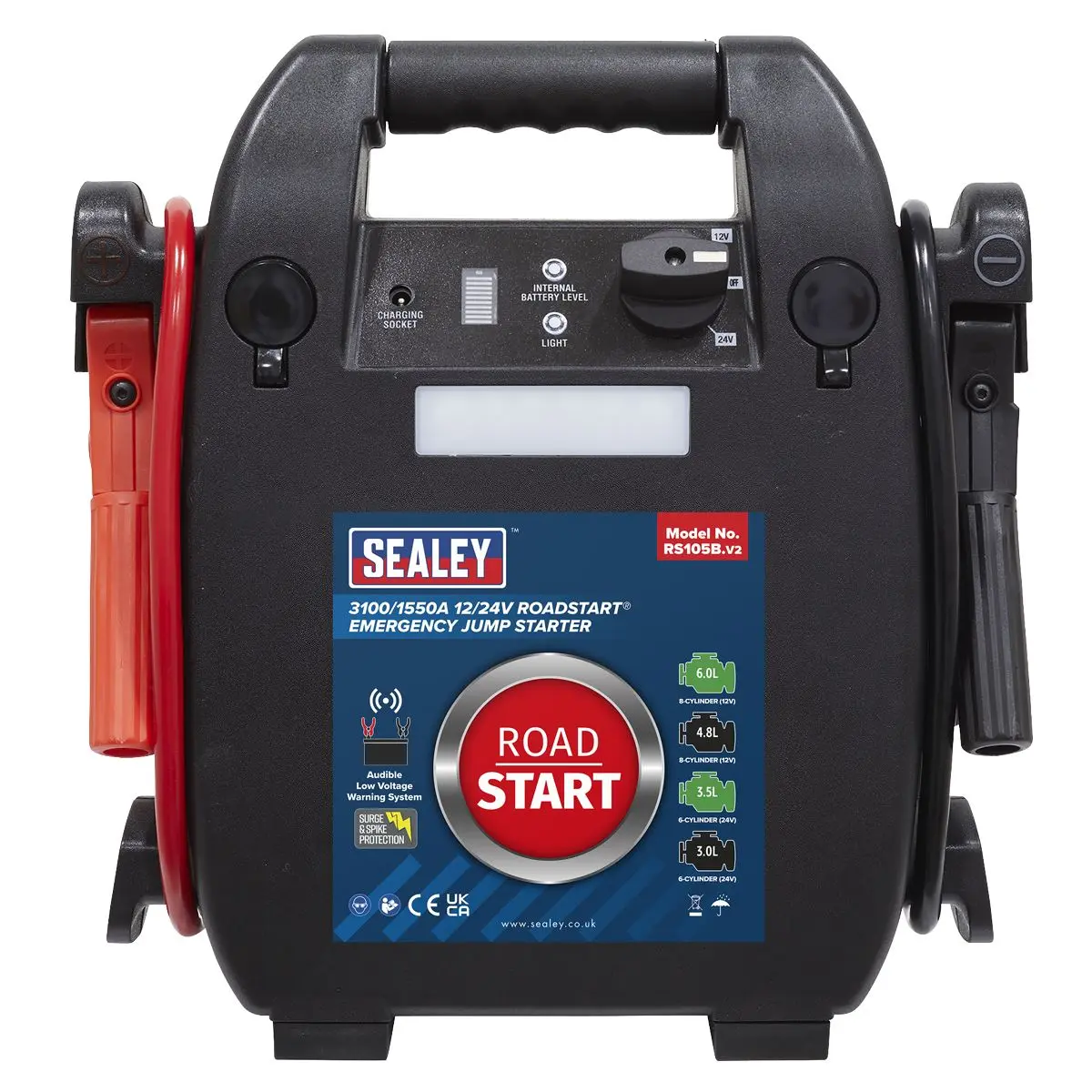 Sealey RoadStart® Emergency Jump Starter 12/24V 6L 8-Cylinder - Image 7