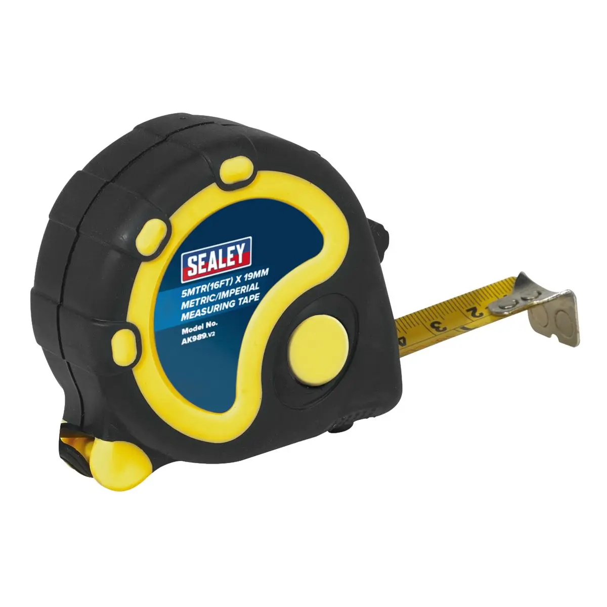 Sealey Rubber Tape Measure 5m(16ft) x 19mm - Metric/Imperial - Image 2