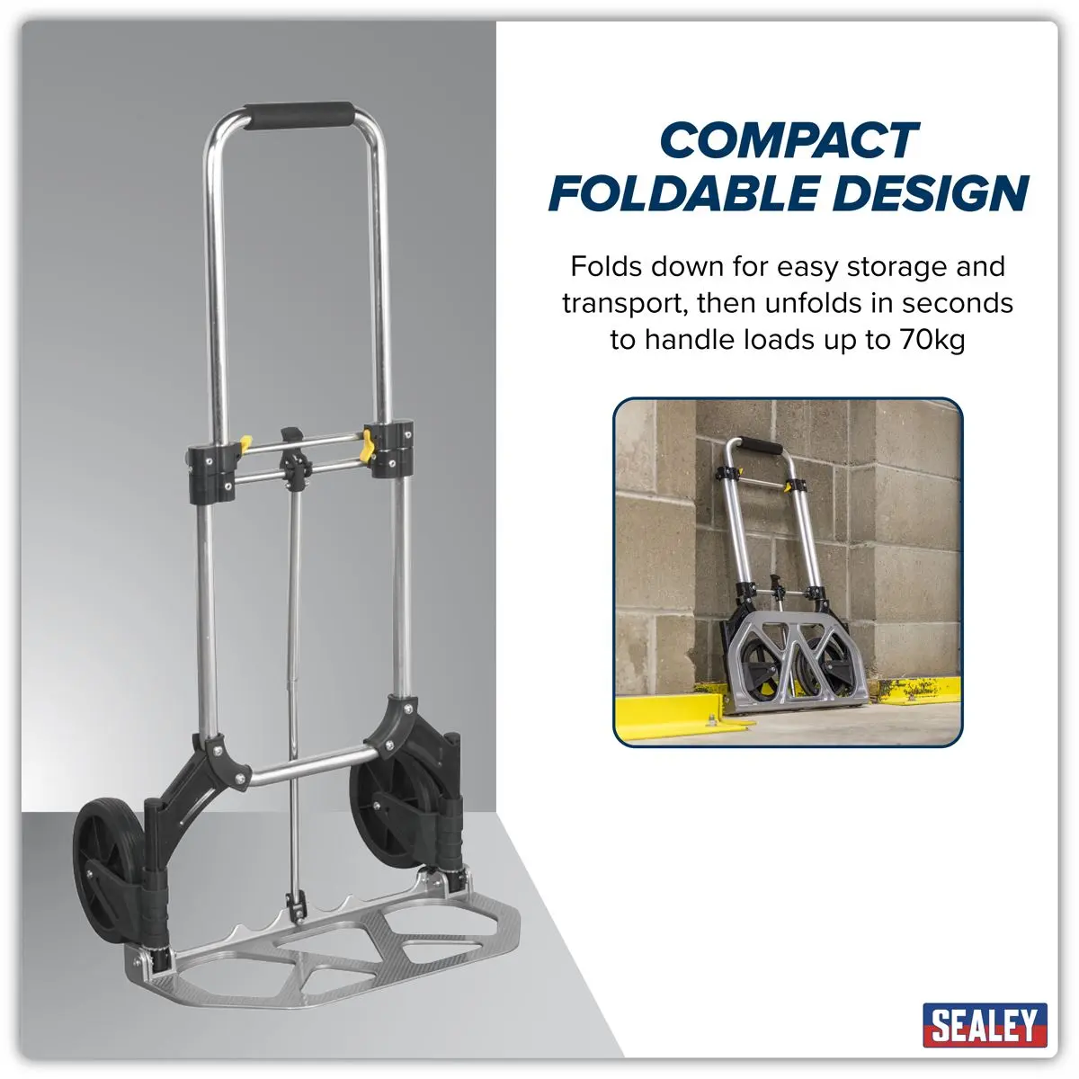 Sealey Aluminium Folding Sack Truck 70kg Capacity - Image 13
