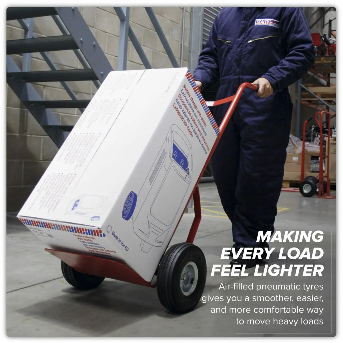 Sealey Sack Truck with Pneumatic Tyres 200kg Capacity - Image 3