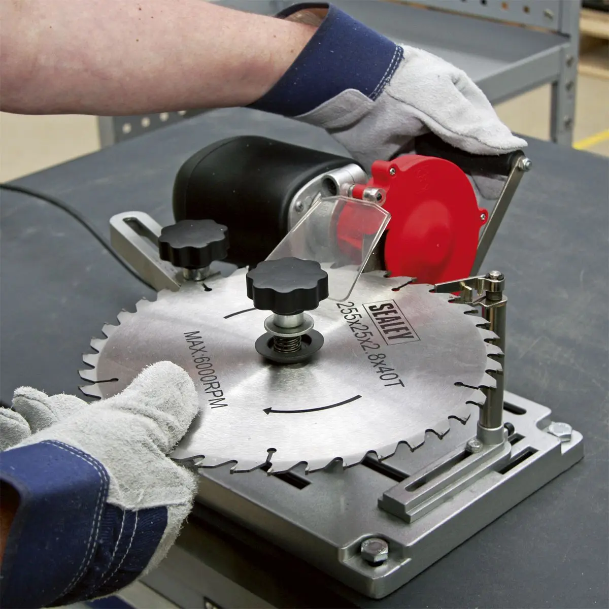 Sealey Bench Mounted Saw Blade Sharpener 230V 110W Circular Sharpening Tool - Image 8