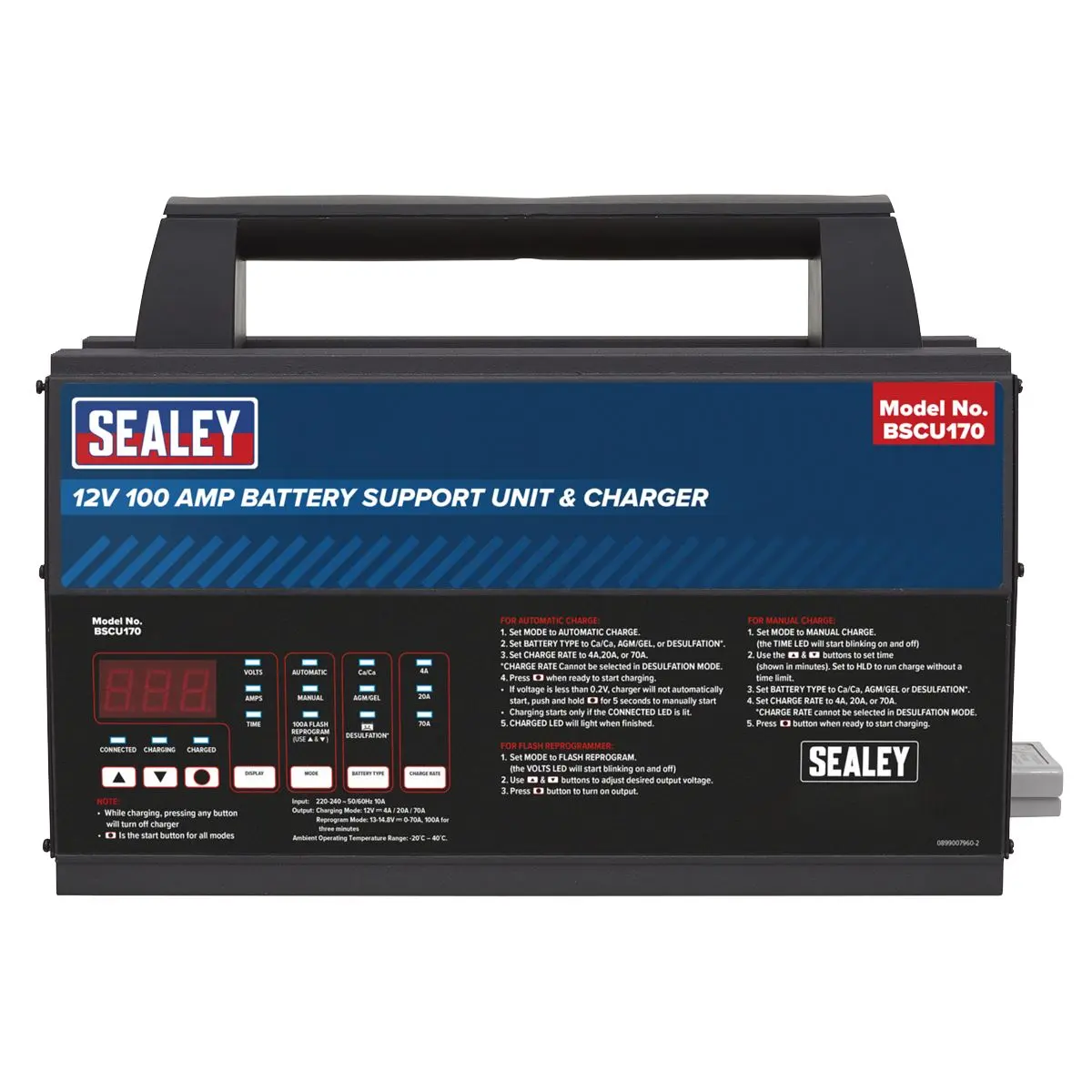 Sealey Battery Support Unit & Charger - 12V 100A - Image 6