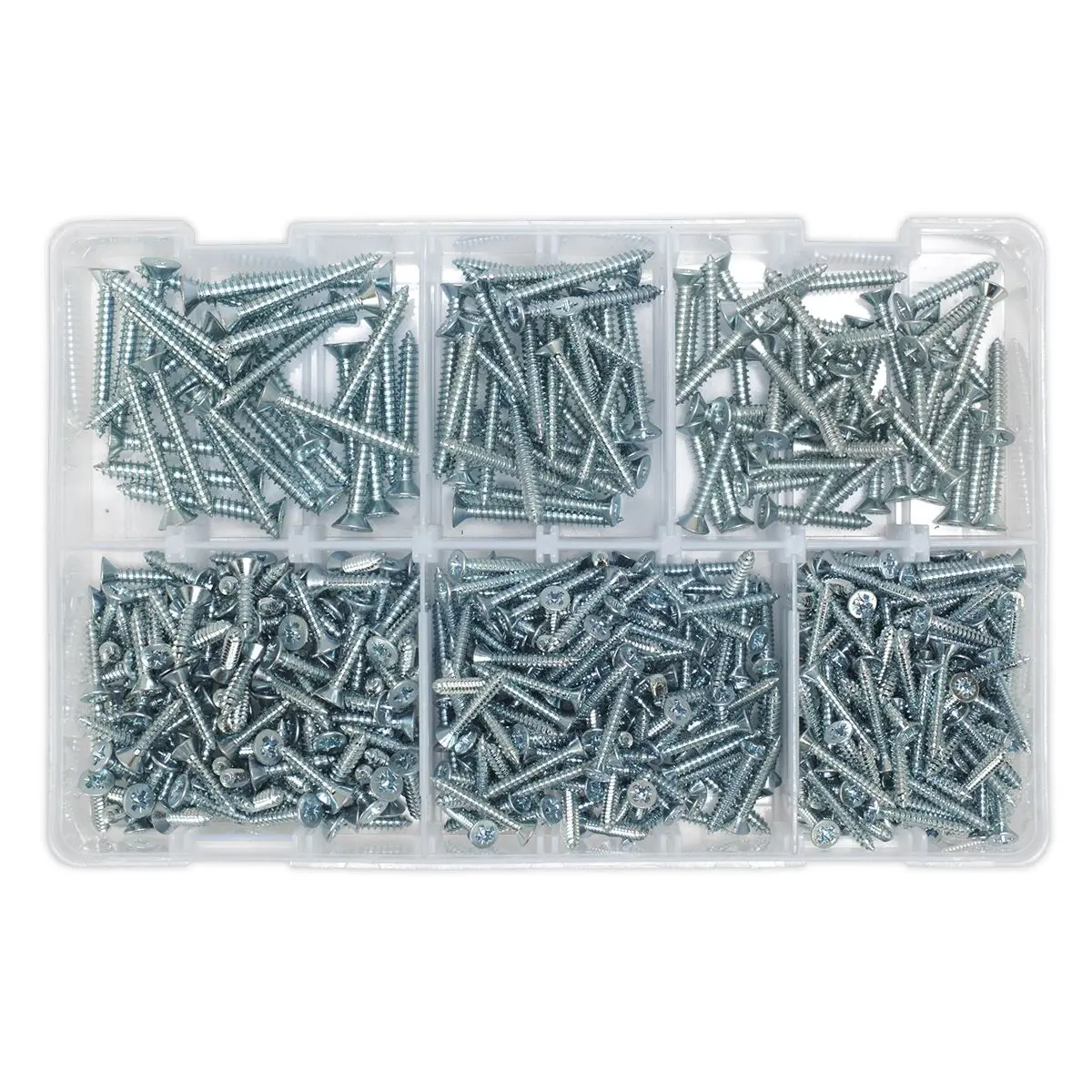 Sealey Self-Tapping Screw Assortment DIN 7982 510pc Countersunk Pozi Zinc - Image 2