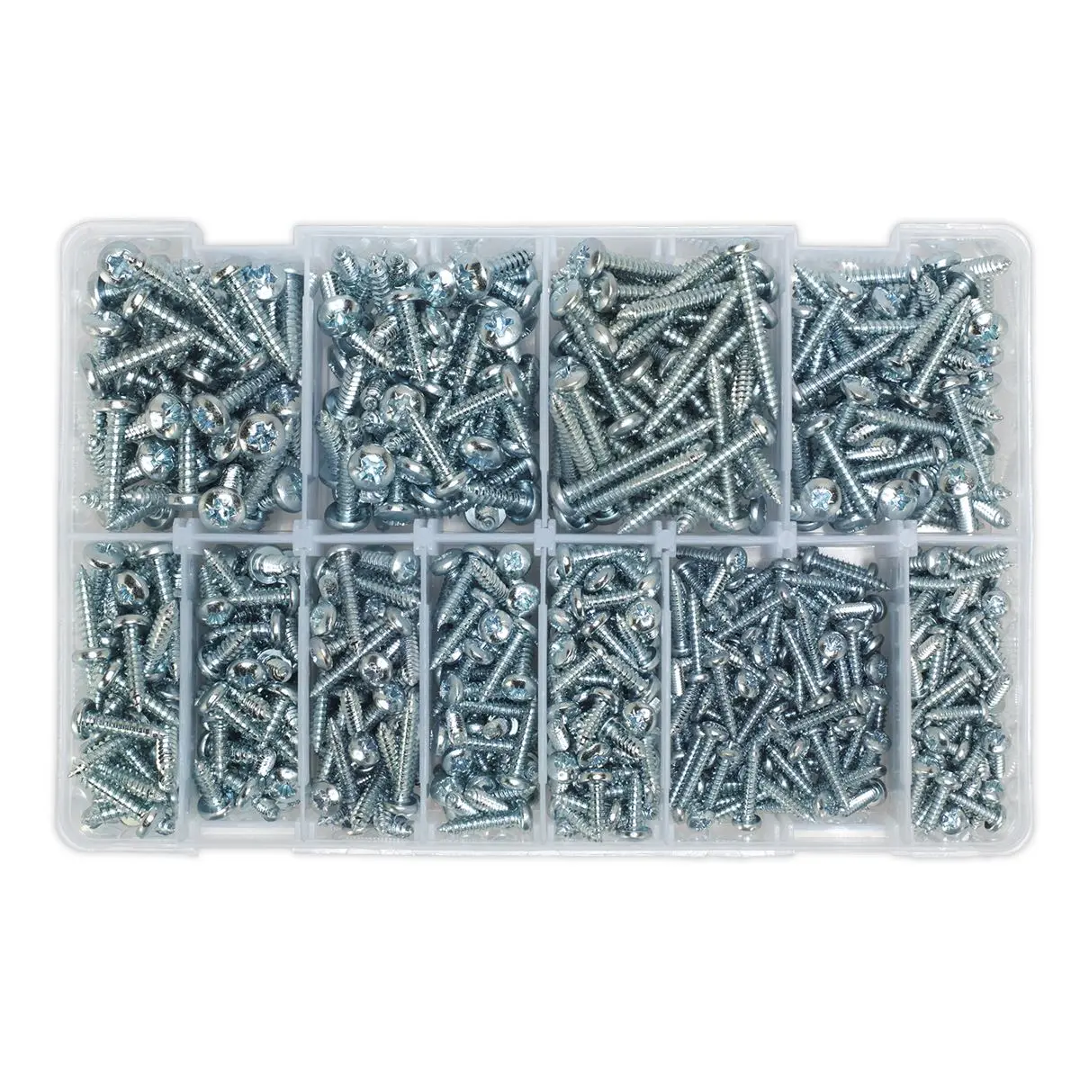 Sealey Self-Tapping Screw Assortment DIN 7981CZ 700pc Pan Head Pozi Zinc - Image 4