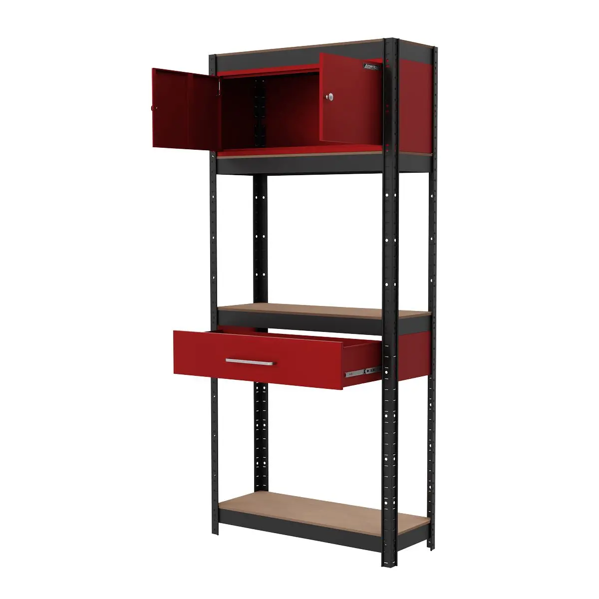 Sealey Shelving Unit 4-Tier with Cupboard and Drawer - Image 11