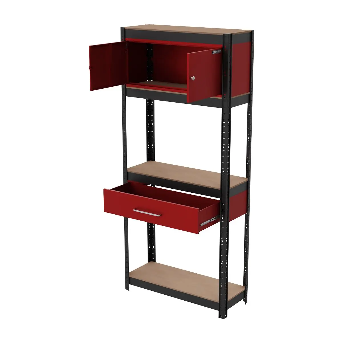 Sealey Shelving Unit 4-Tier with Cupboard and Drawer - Image 12
