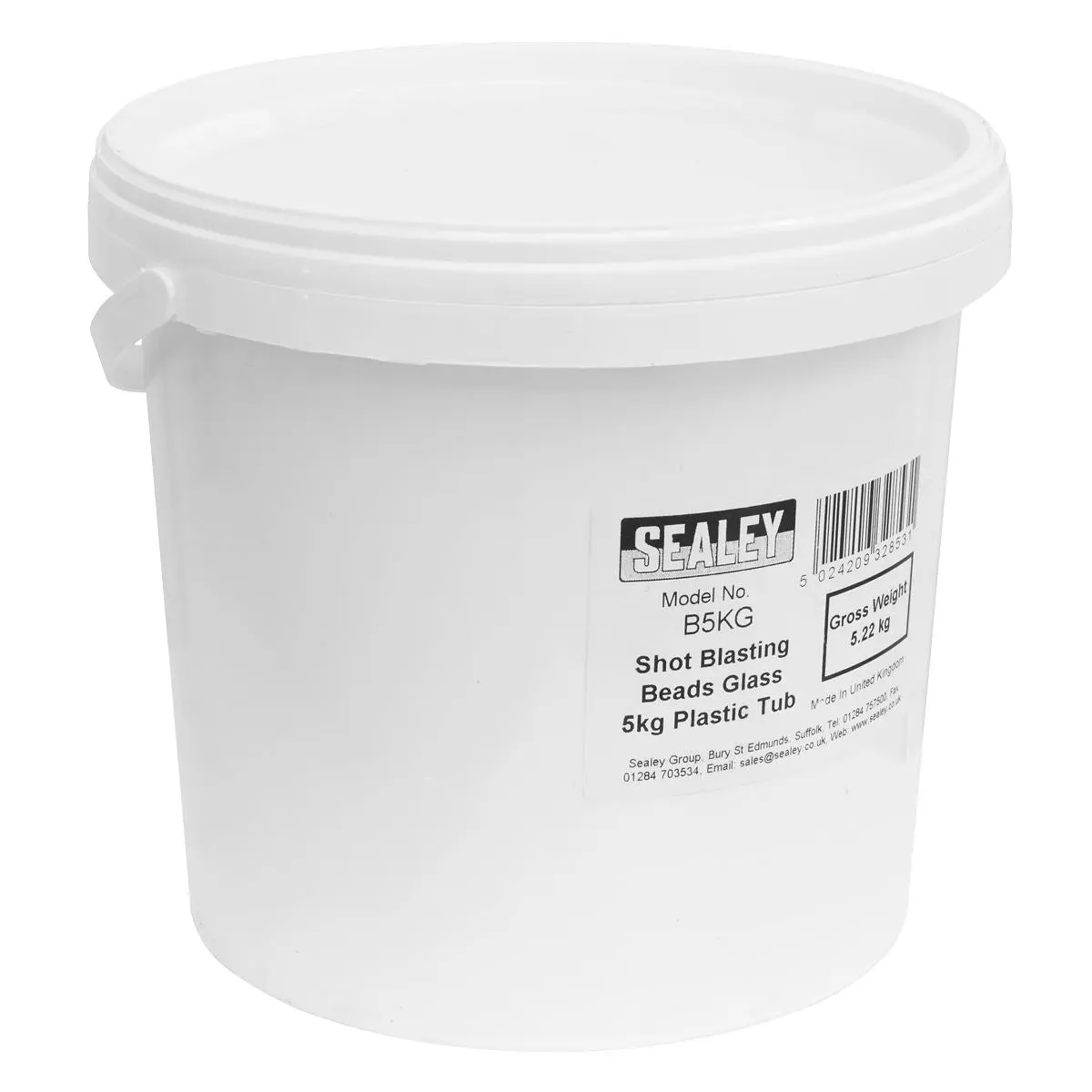 Sealey Shot Blasting Beads Glass 5kg Plastic Tub