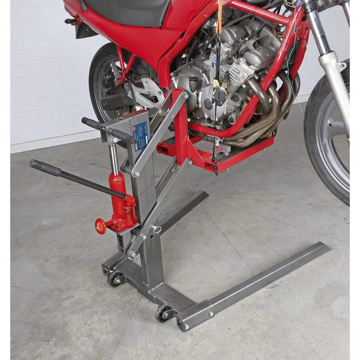 Sealey Single Post Hydraulic Portable Motorcycle Lift 450kg Capacity - Image 9