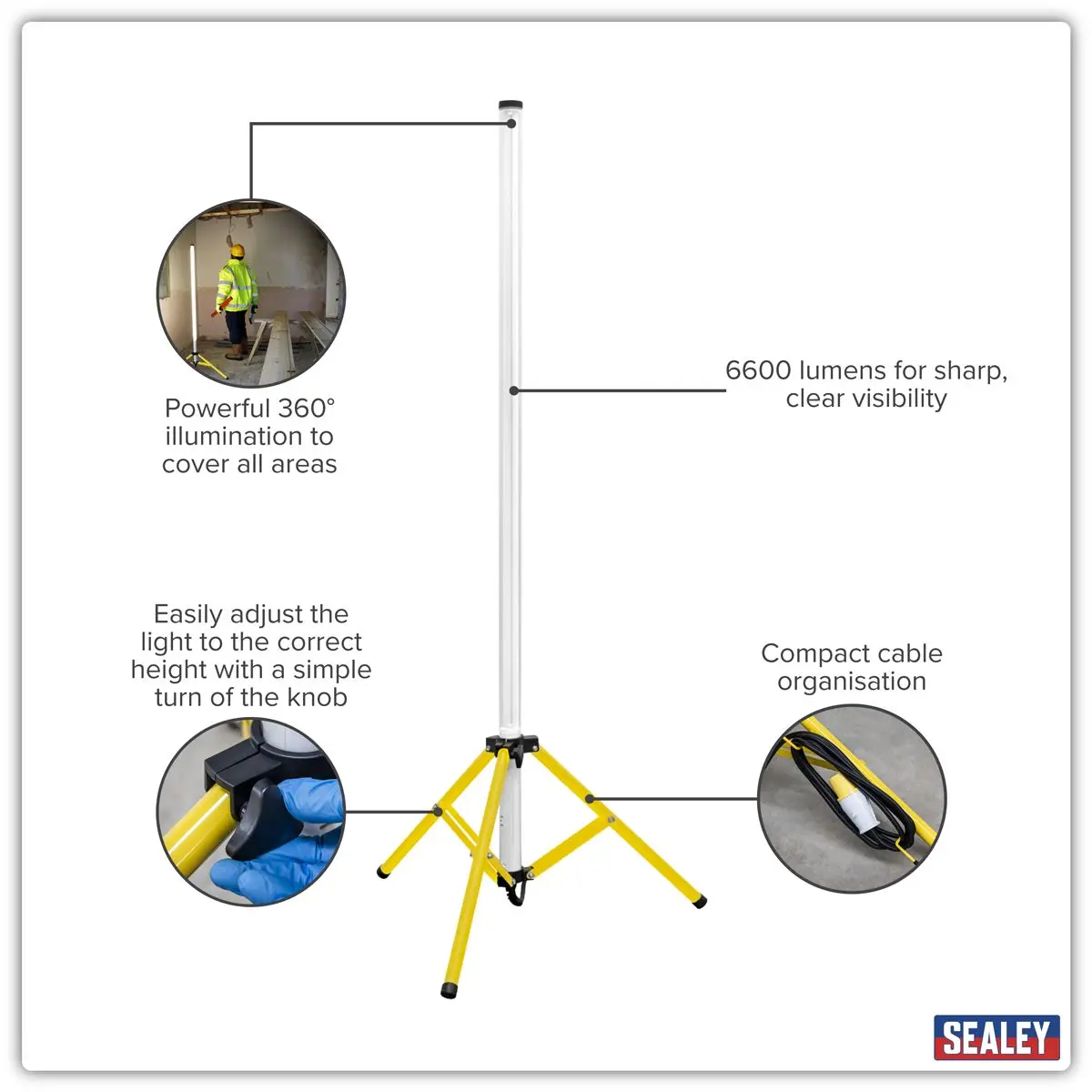 Sealey Slim Standing Floodlight 360° 60W SMD LED 110V - Image 9