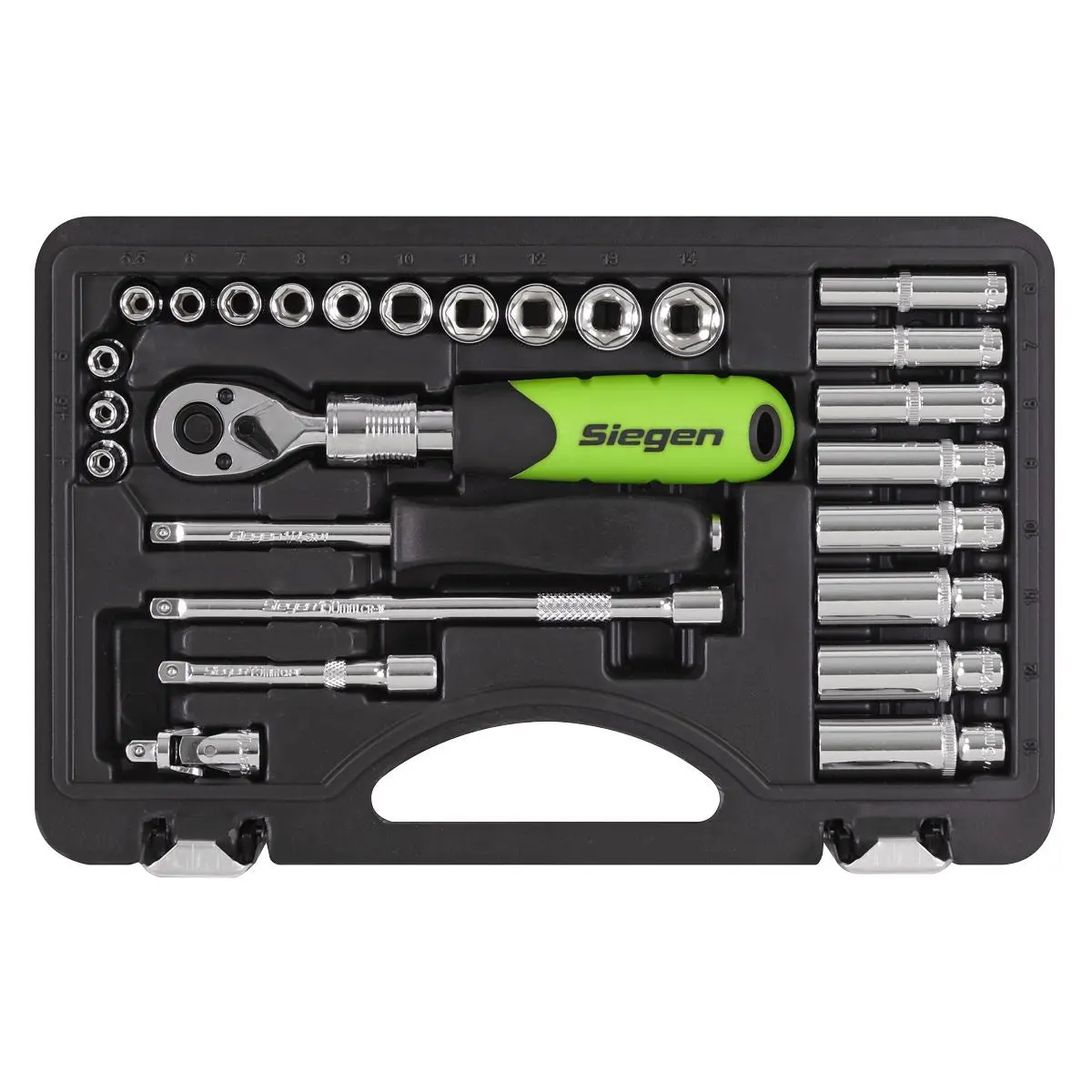 Sealey Socket Set Extendable Ratchet 1/4"Sq Drive 26pc - Image 10