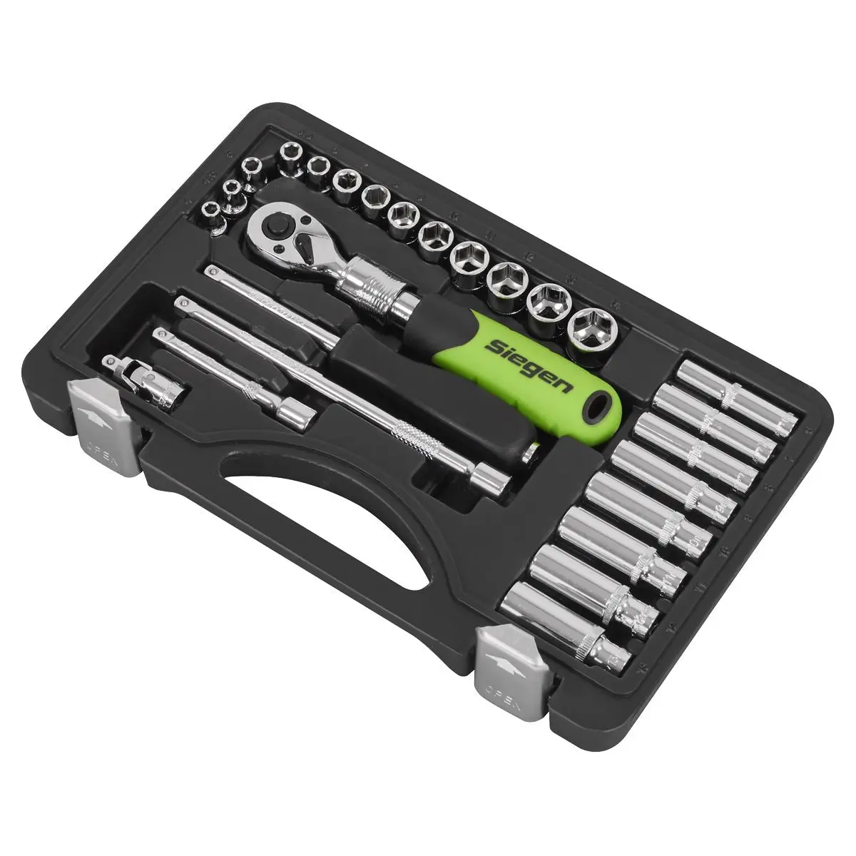 Sealey Socket Set Extendable Ratchet 1/4"Sq Drive 26pc - Image 2