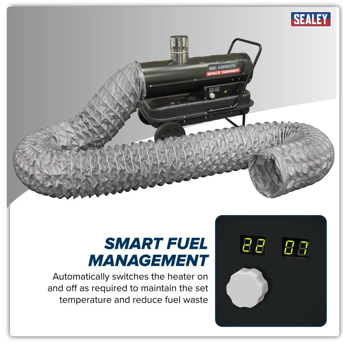 Sealey Space Warmer® Indirect Kerosene/Diesel Heater 68,000Btu/hr with 5M Ducting - Image 9