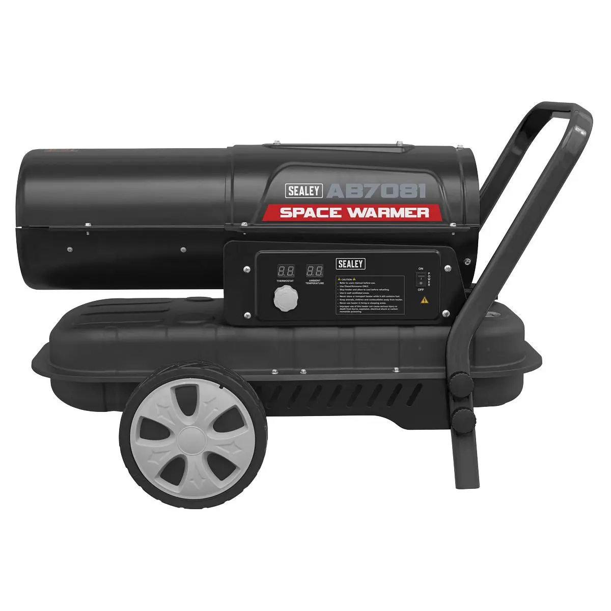 Sealey Space Warmer® Kerosene/Diesel Heater 70,000Btu/hr with Wheels - Image 5