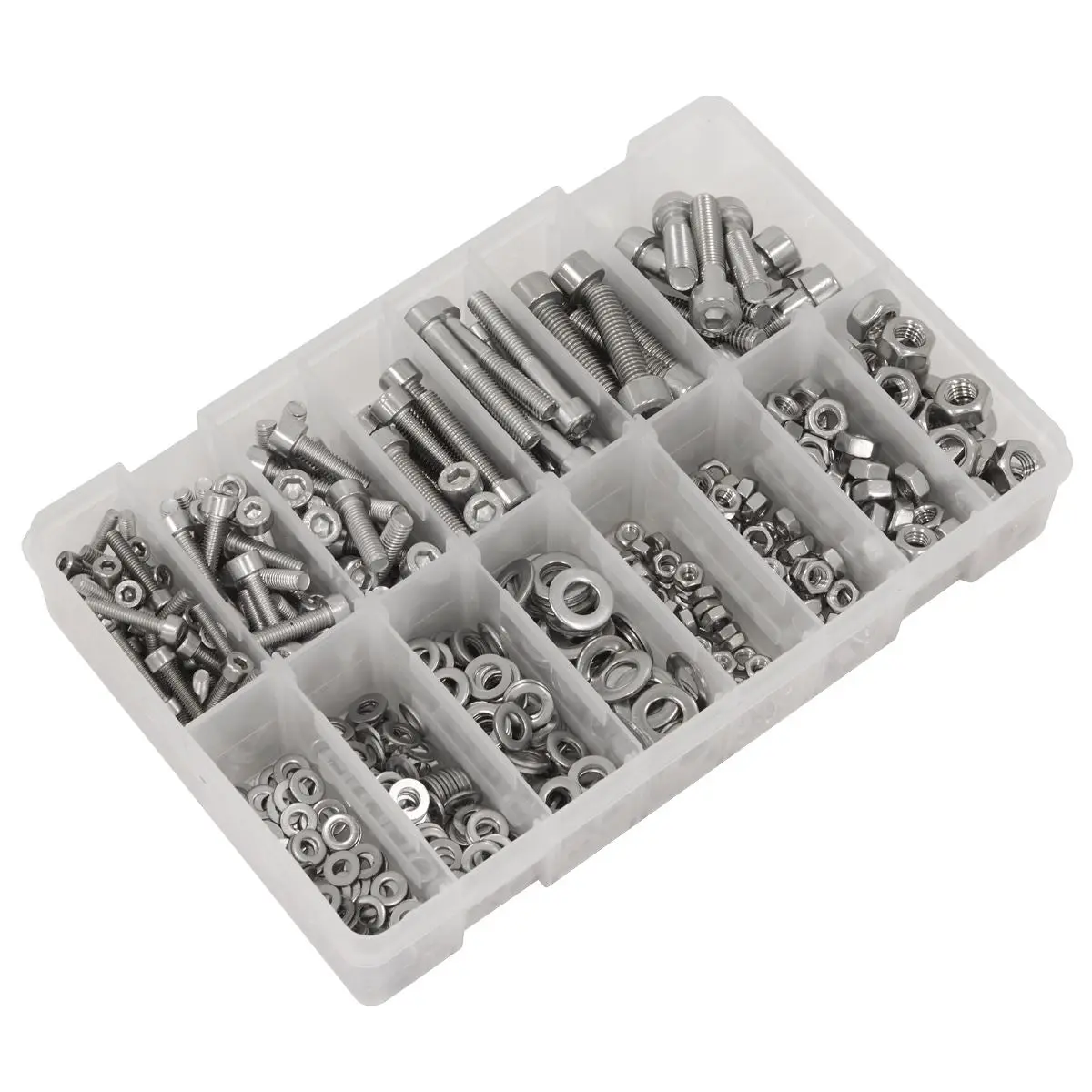 Sealey Stainless Steel Hex Socket Bolt, Washer & Nut Assortment 710pcs - Image 3