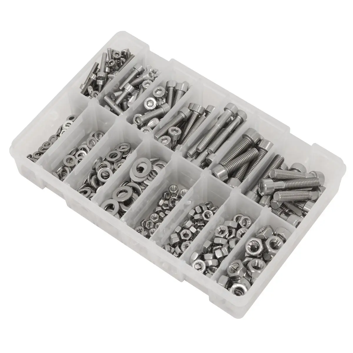 Sealey Stainless Steel Hex Socket Bolt, Washer & Nut Assortment 710pcs - Image 4