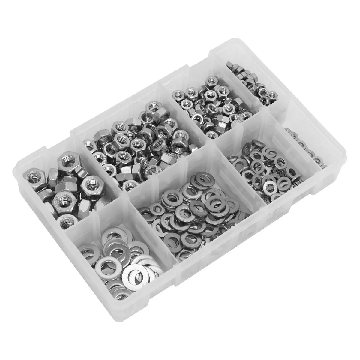 Sealey Stainless Steel Nut and Washer Assortment 500pc M5-M10 - Image 5