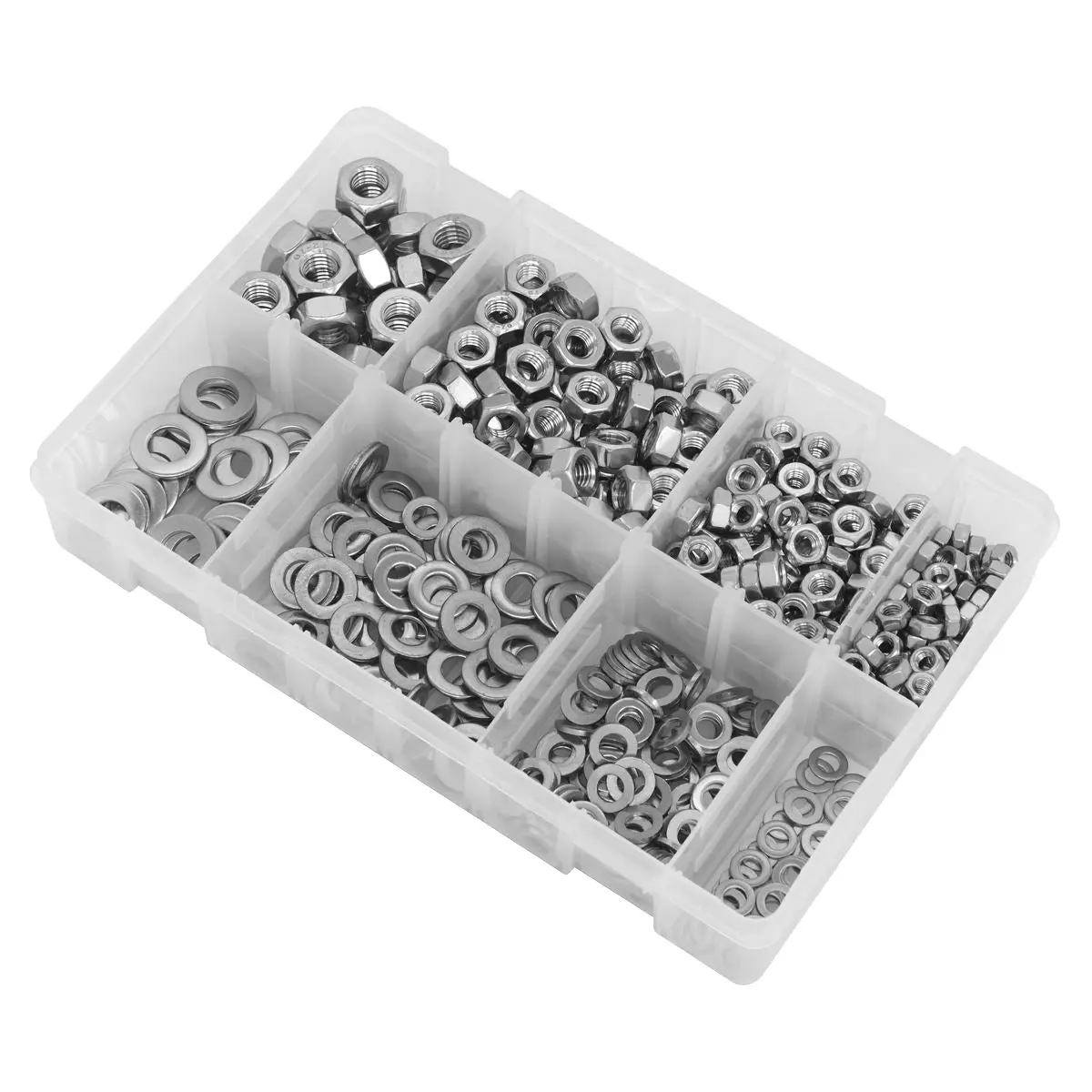 Sealey Stainless Steel Nut and Washer Assortment 500pc M5-M10 - Image 6