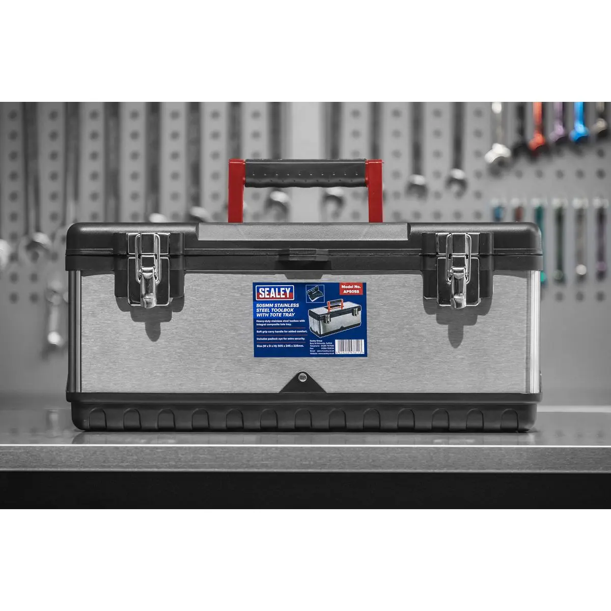 Sealey Stainless Steel Toolbox 505mm with Tote Tray - Image 8
