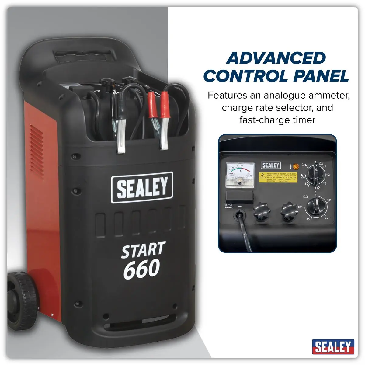 Sealey Starter/Charger 660/100A 12/24V 230V - Image 9