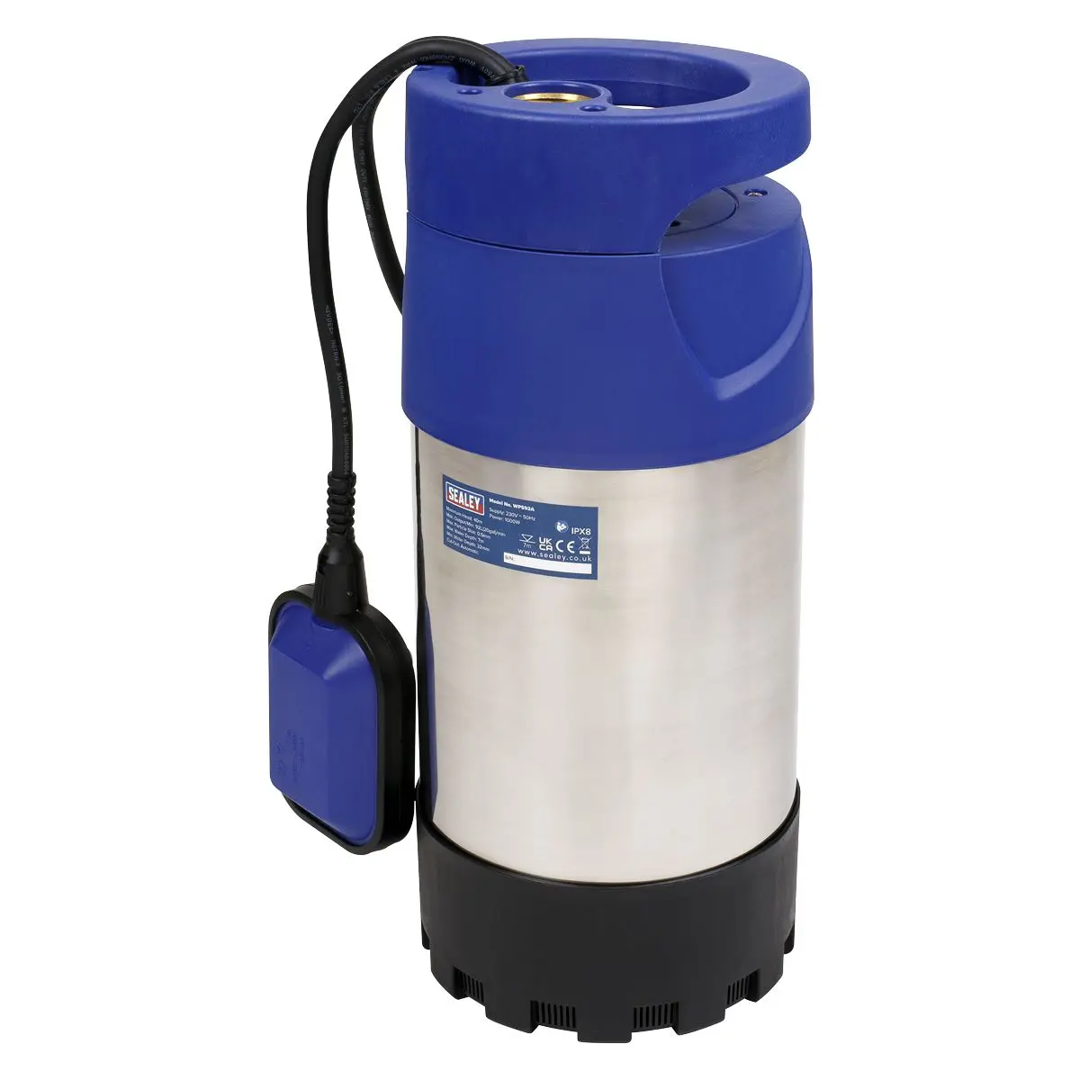 Sealey Submersible Stainless Water Pump Automatic 92L/min 40m Head 230V - Image 3