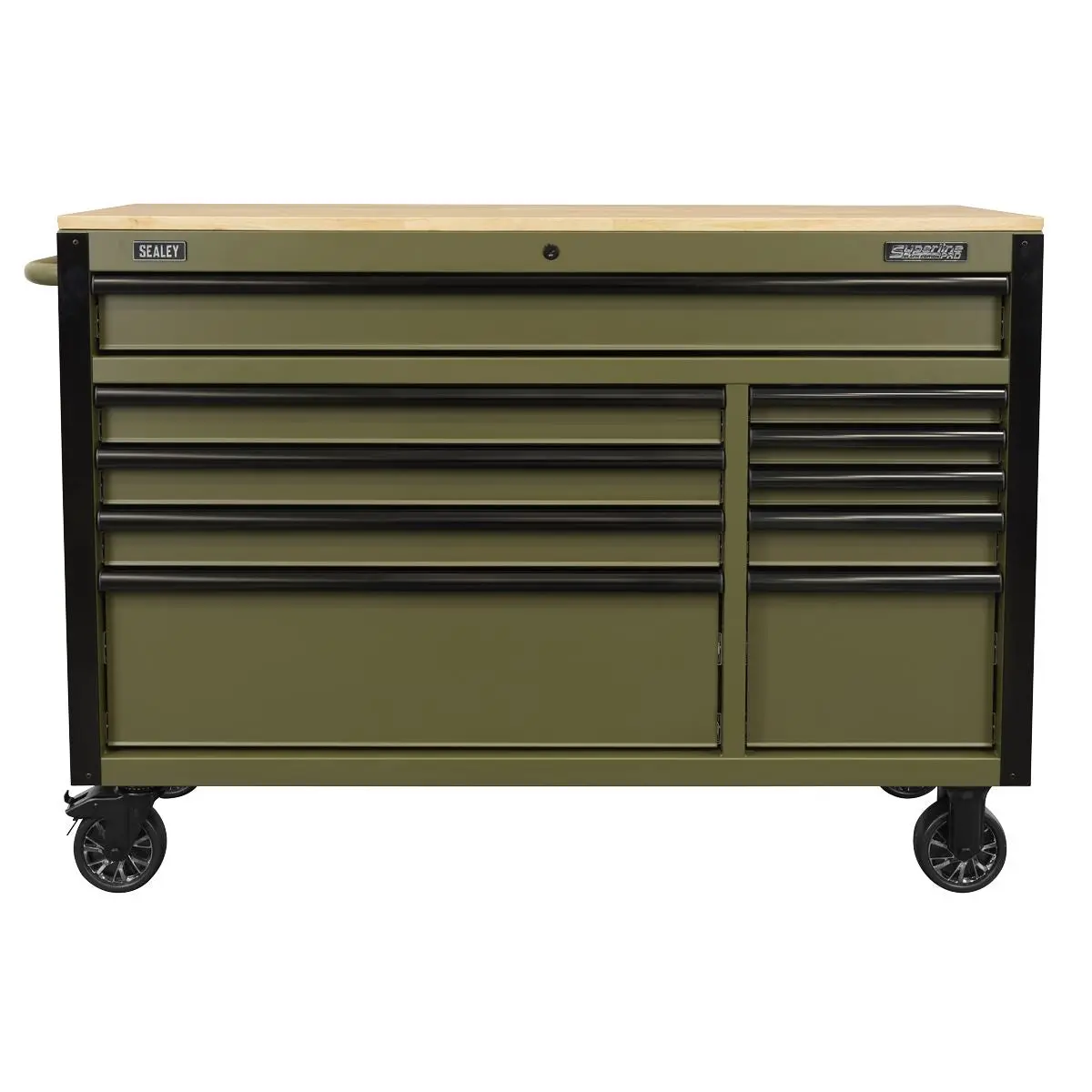 Sealey Superline PRO® Mobile Trolley with Wooden Worktop & Power Bar 10 Drawer 1320mm - Image 10
