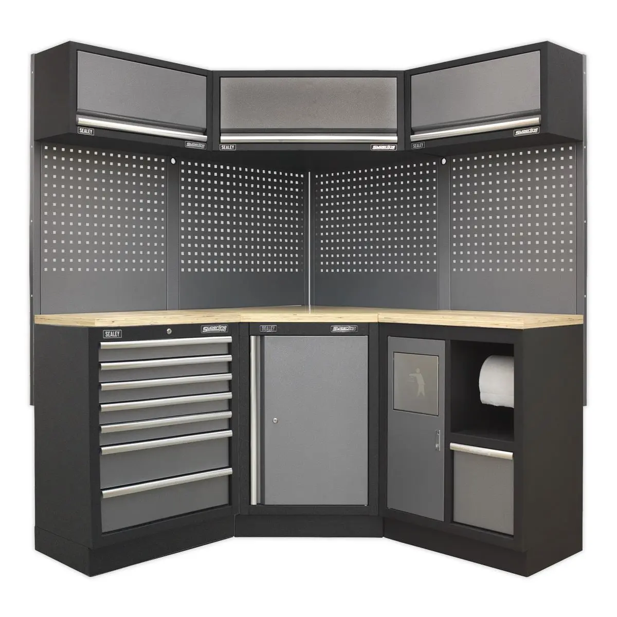 Sealey Superline Pro Superline PRO® 1.6m Corner Storage System - Wood Worktop