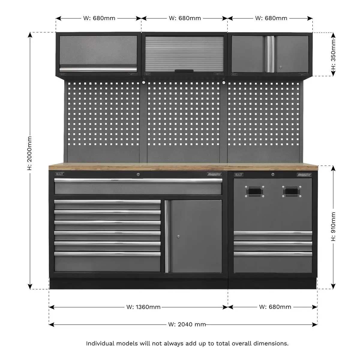 Sealey Superline Pro Modular Storage System Combo - Pressed Wood Worktop - Image 17