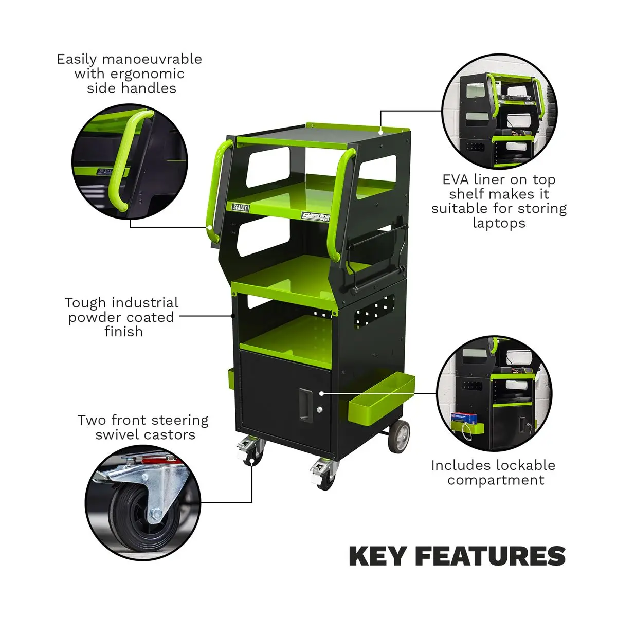 Sealey Superline Pro Multipurpose Trolley for Diagnostics 4-Level - Image 7