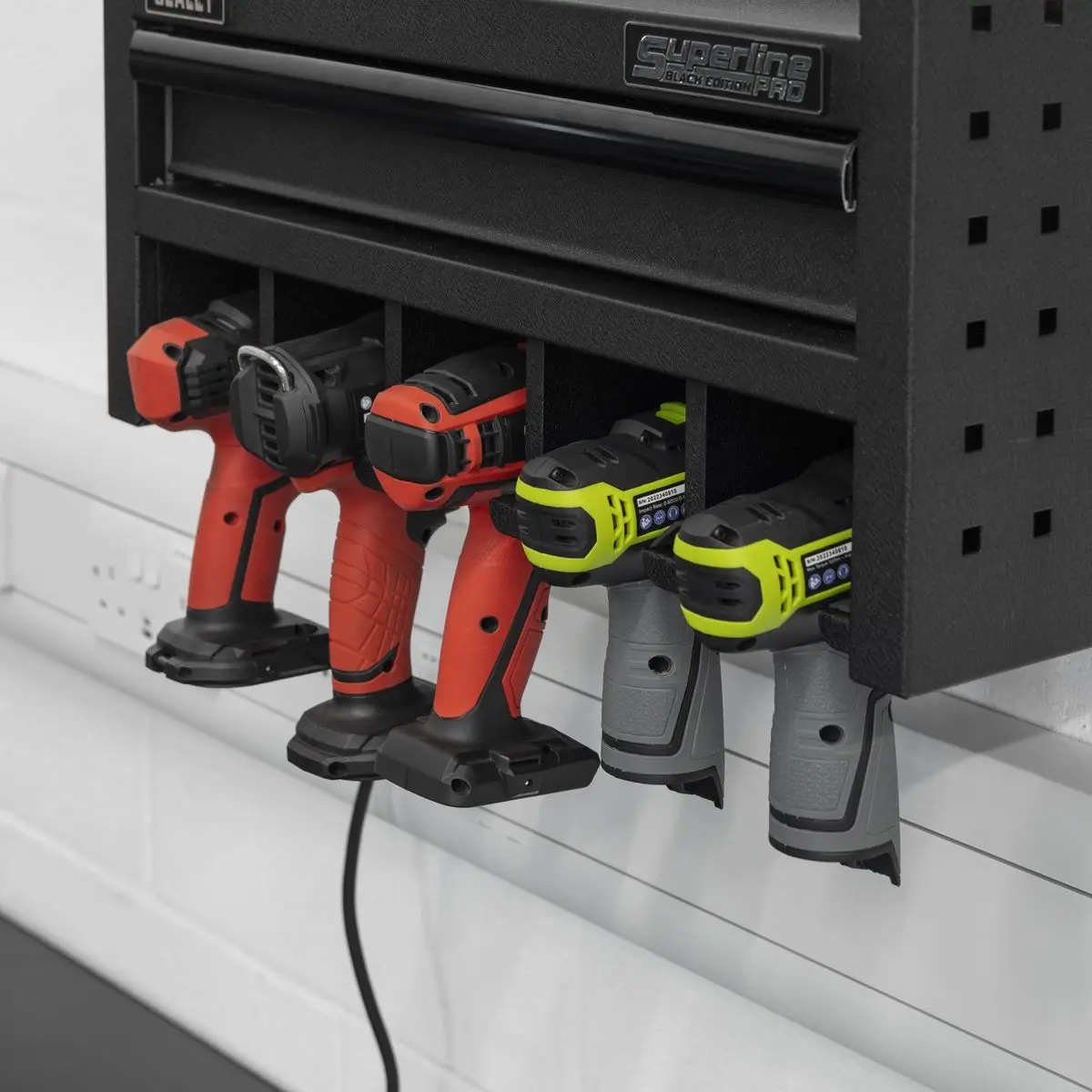 Sealey Superline Pro Power Tool Storage Rack with Drawer & Power Strip - Image 11