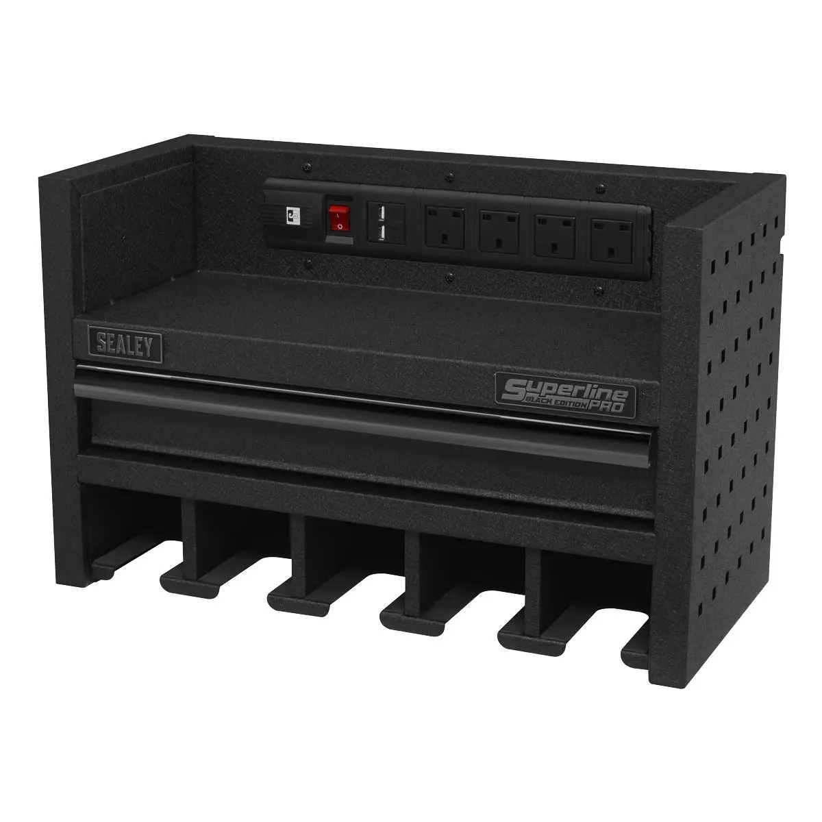 Sealey Superline Pro Power Tool Storage Rack with Drawer & Power Strip - Image 3