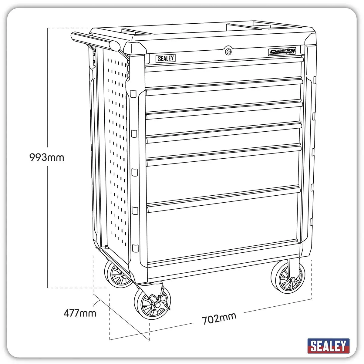 Sealey Superline Pro Rollcab 6 Drawer with Ball-Bearing Slides - Image 10