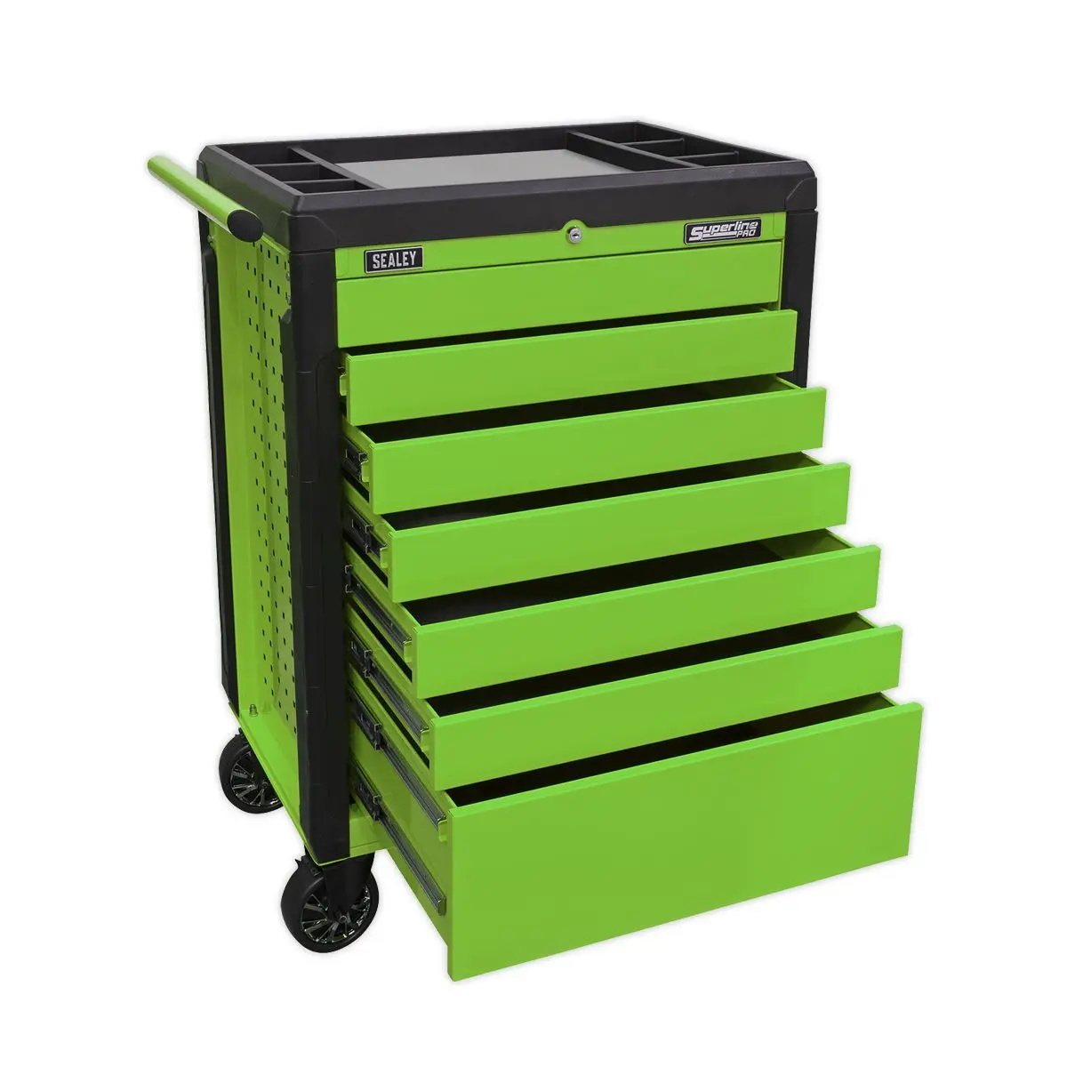 Sealey Superline Pro Rollcab 7 Drawer Push-To-Open - Green - Image 3