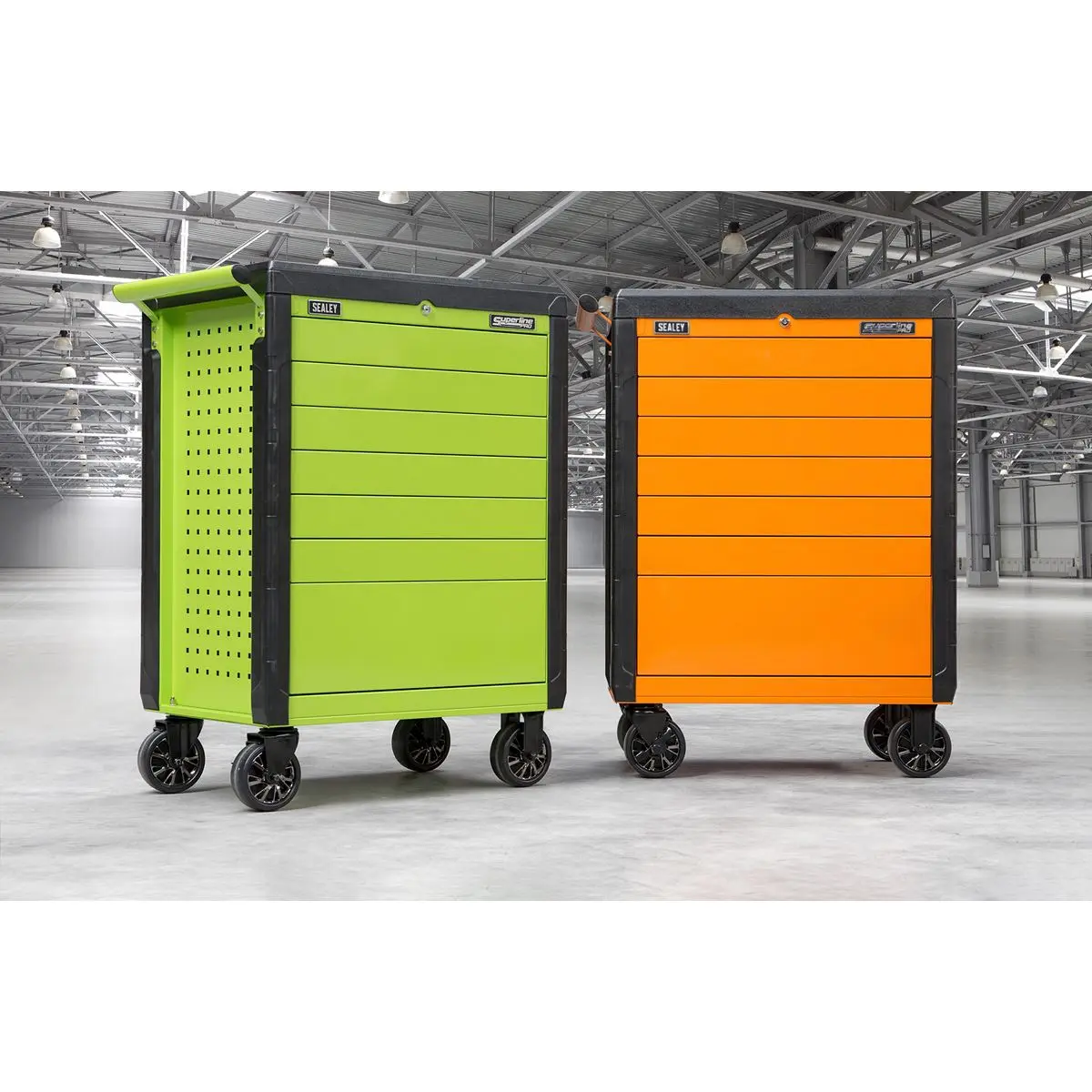 Sealey Superline Pro Rollcab 7 Drawer Push-To-Open - Green - Image 6